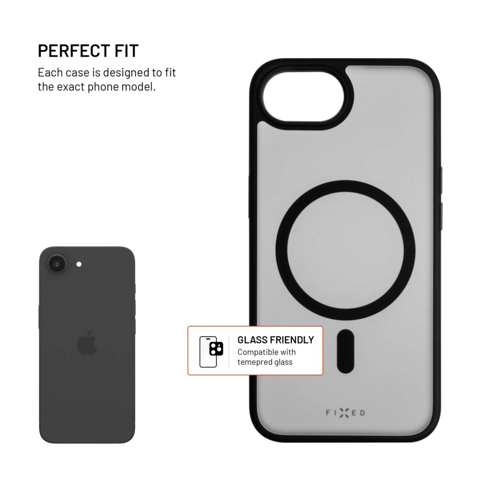 Zadní kryt FIXED MagMisty s podporou Magsafe pro Apple iPhone 16e, černý - FIXED