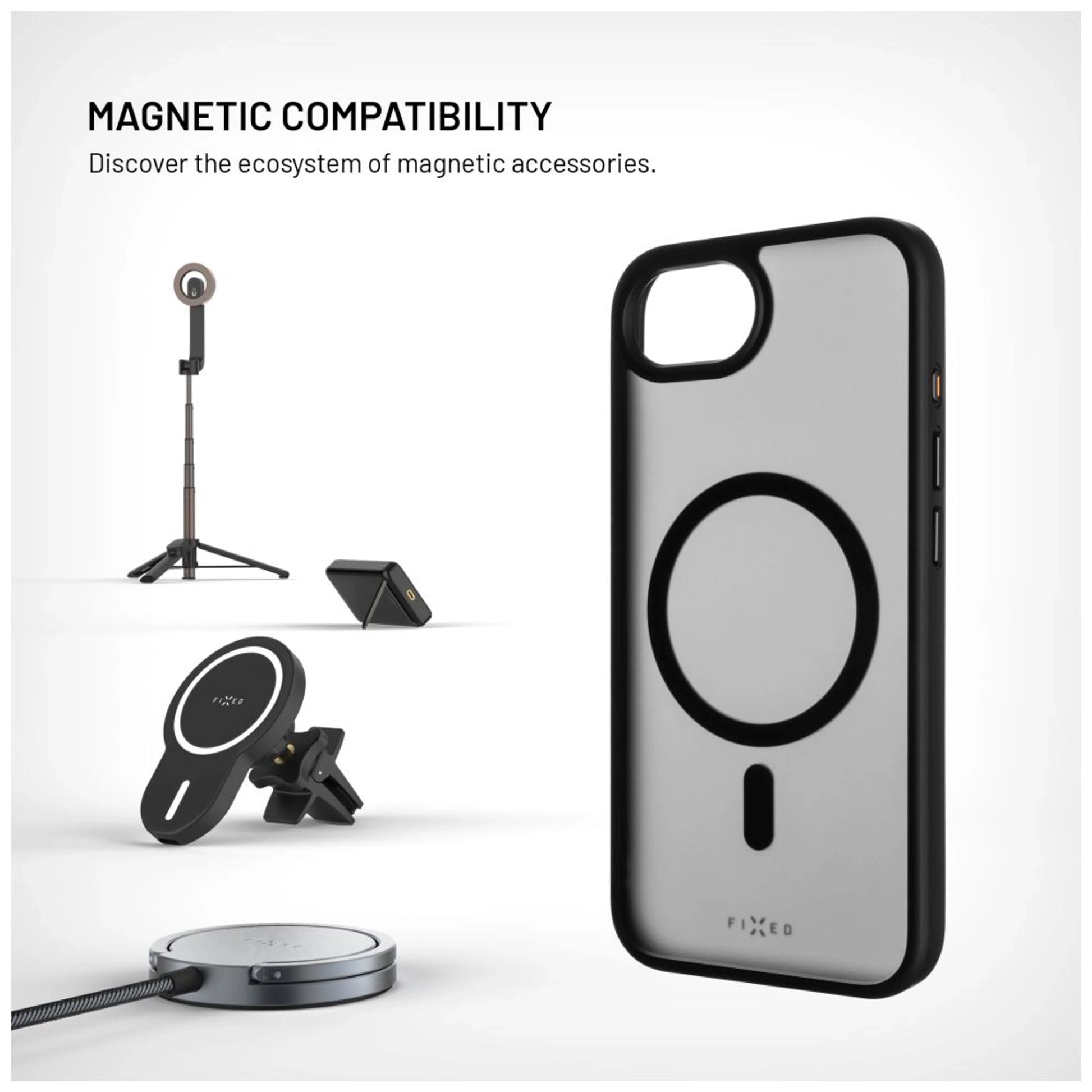 Zadní kryt FIXED MagMisty s podporou Magsafe pro Apple iPhone 16e, černý - FIXED