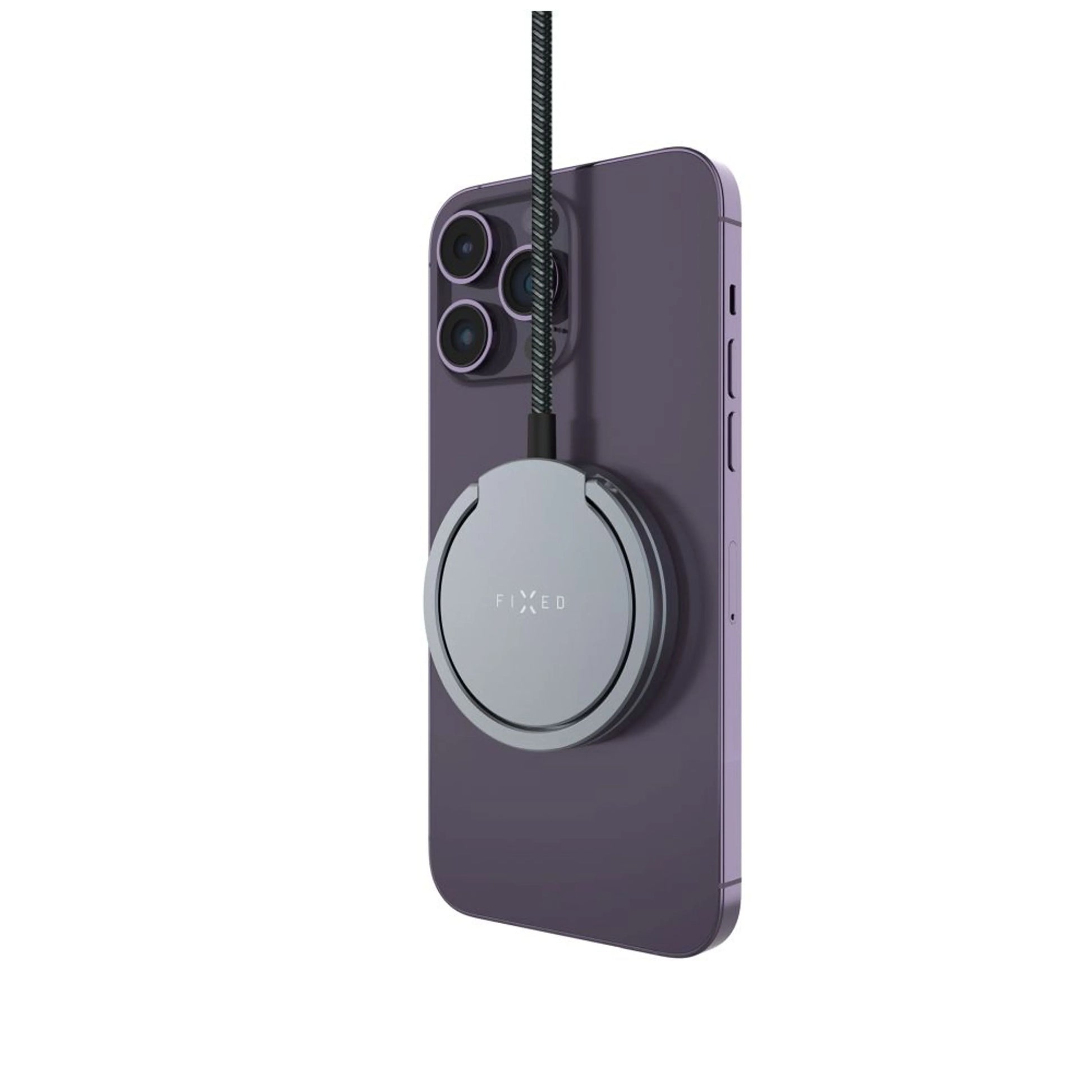 Bezdrátová nabíječka FIXED MagPad Pro s podporou MagSafe, Qi2 certifikací a stojánkem, 15W, šedá - FIXED