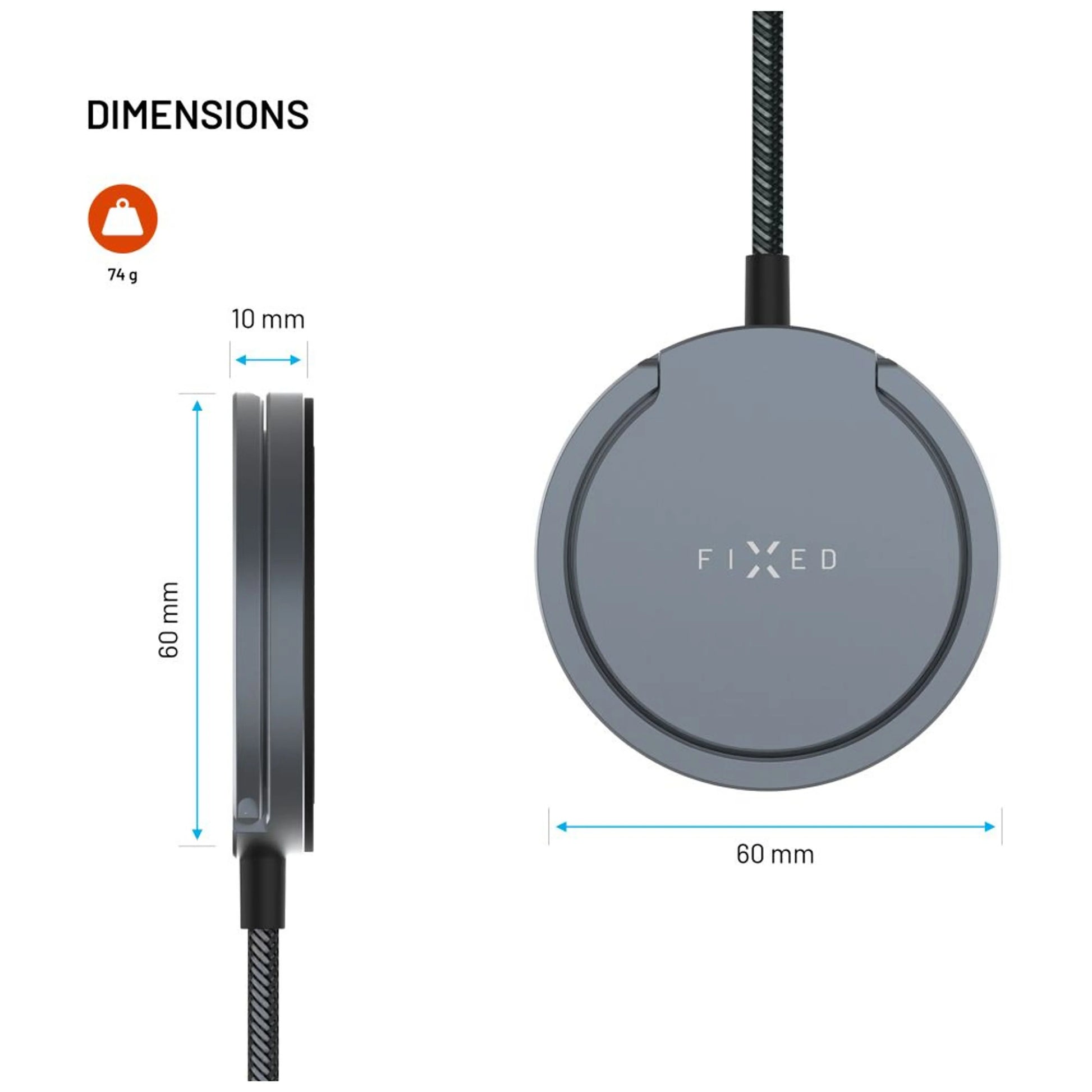 Bezdrátová nabíječka FIXED MagPad Pro s podporou MagSafe, Qi2 certifikací a stojánkem, 15W, šedá - FIXED