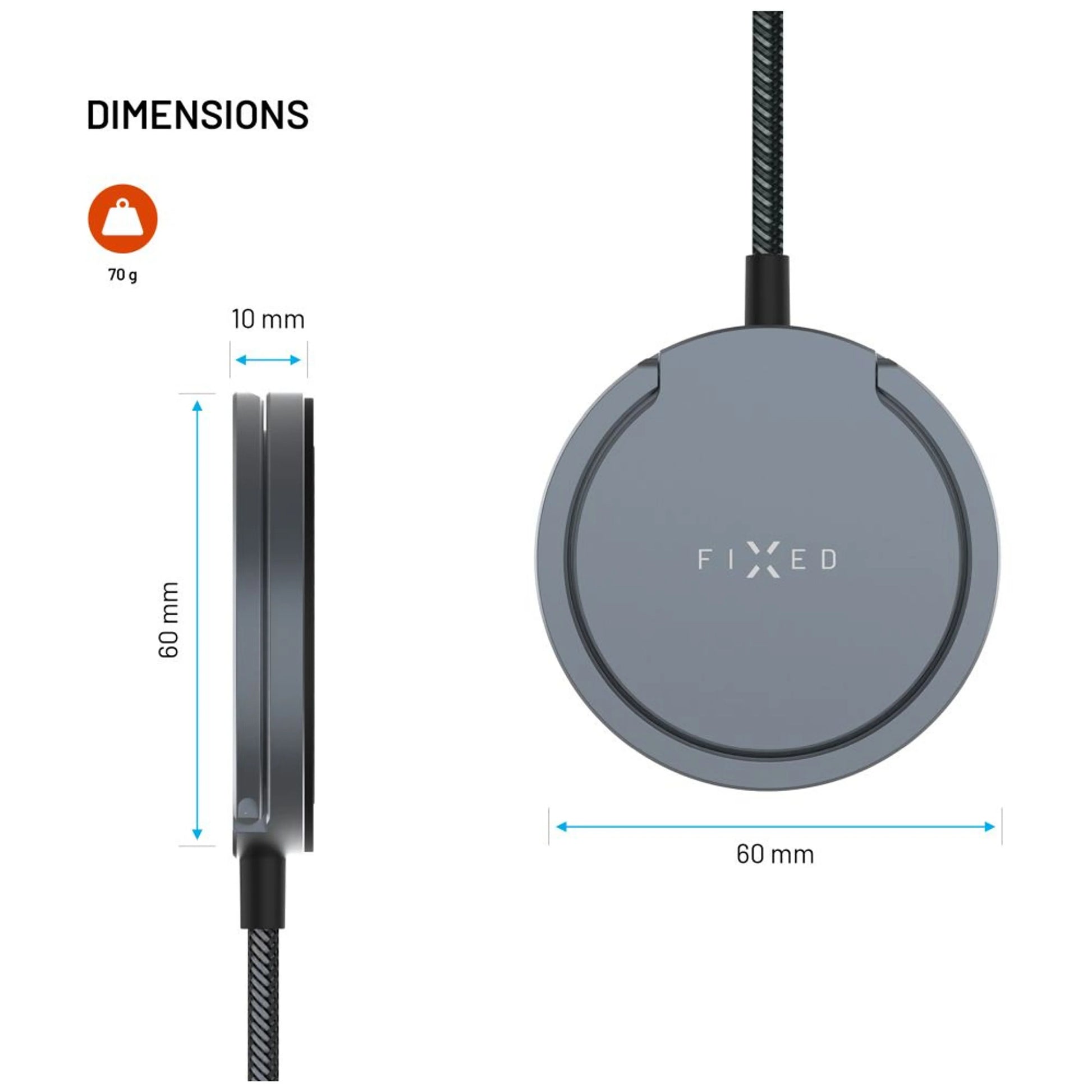 Bezdrátová nabíječka FIXED MagPad Pro s Qi2, podporou MagSafe a stojánkem, 15W, šedá - FIXED