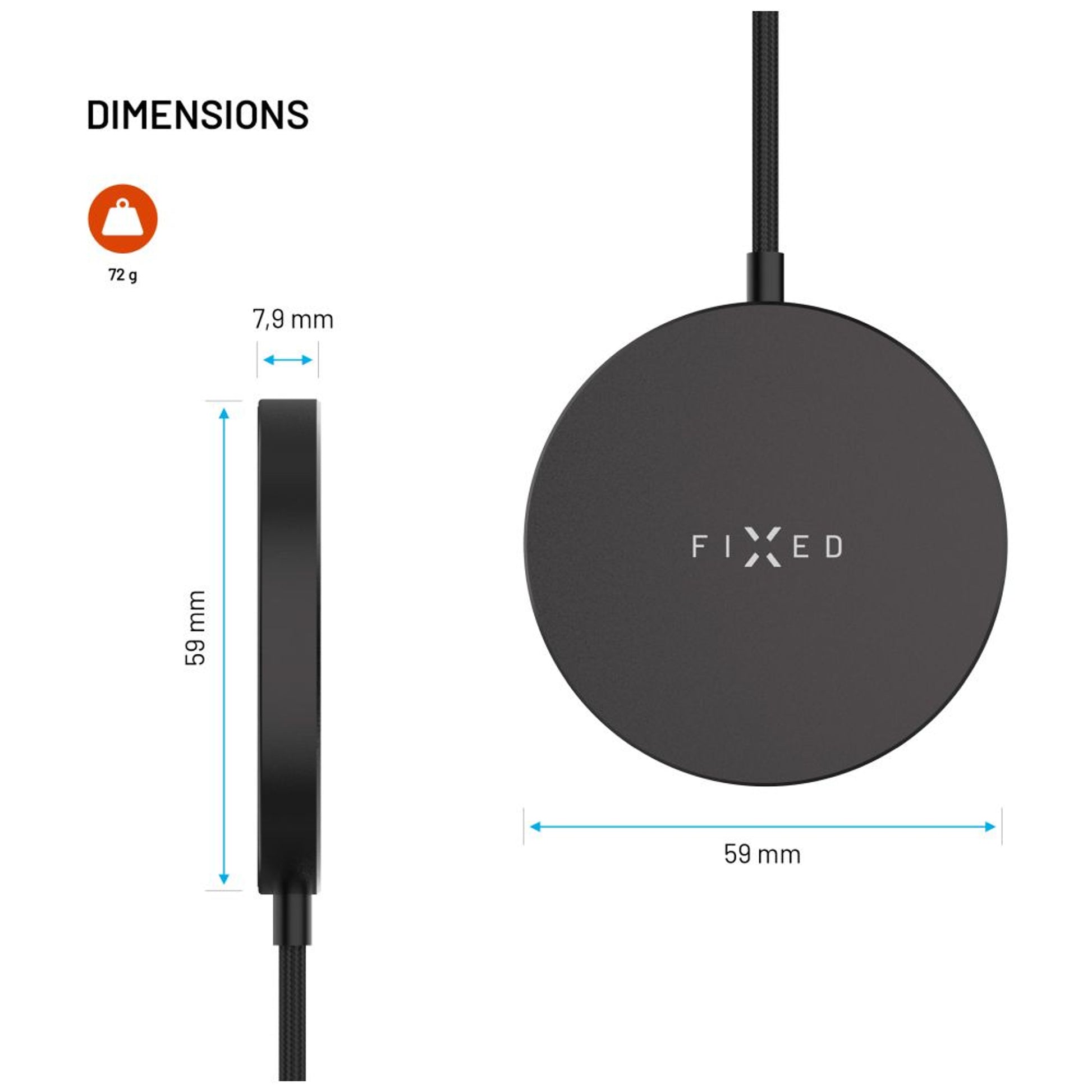 Bezdrátová nabíječka FIXED MagPad Slim s Qi2, podporou MagSafe, 15W, černá - FIXED