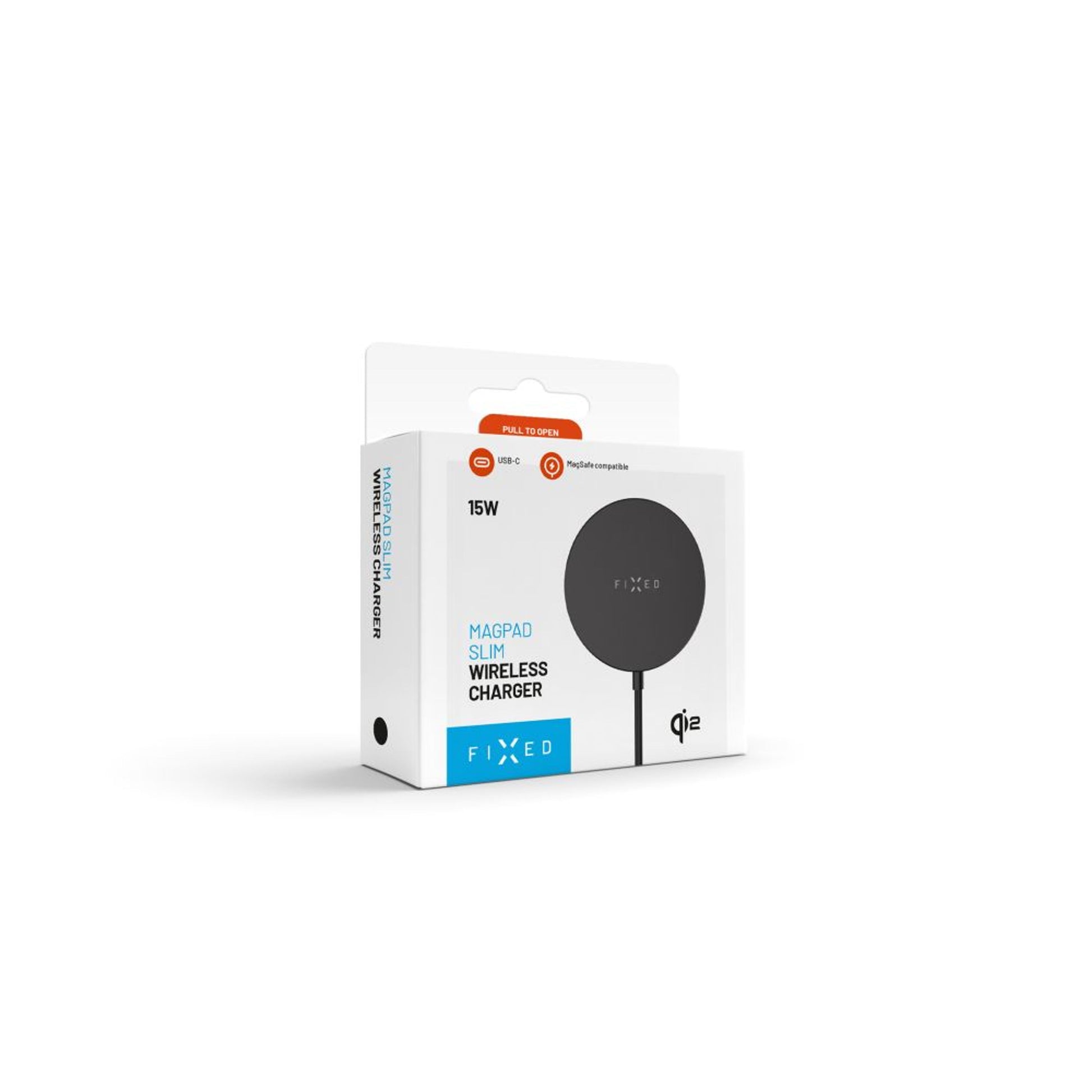 Bezdrátová nabíječka FIXED MagPad Slim s Qi2, podporou MagSafe, 15W, černá - FIXED