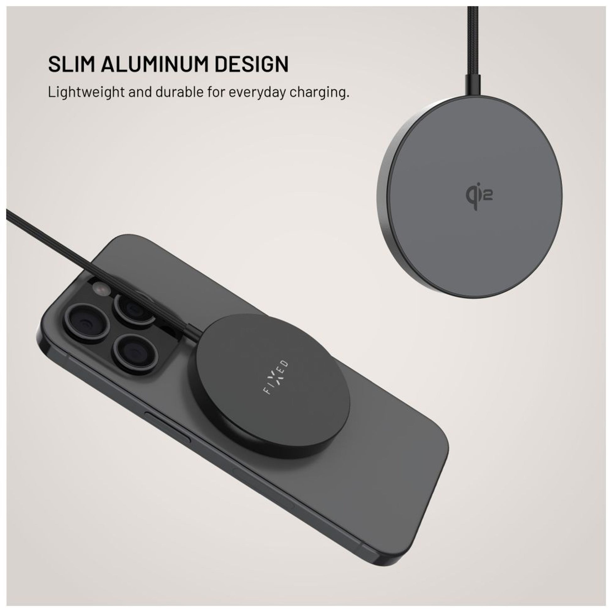 Bezdrátová nabíječka FIXED MagPad Slim s Qi2, podporou MagSafe, 15W, černá - FIXED