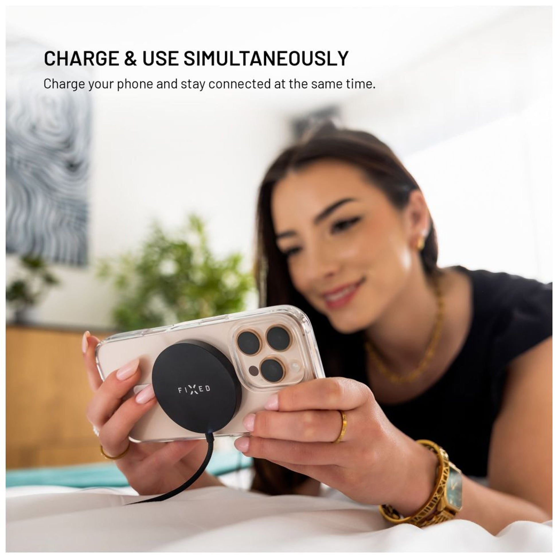 Bezdrátová nabíječka FIXED MagPad Slim s Qi2, podporou MagSafe, 15W, černá - FIXED