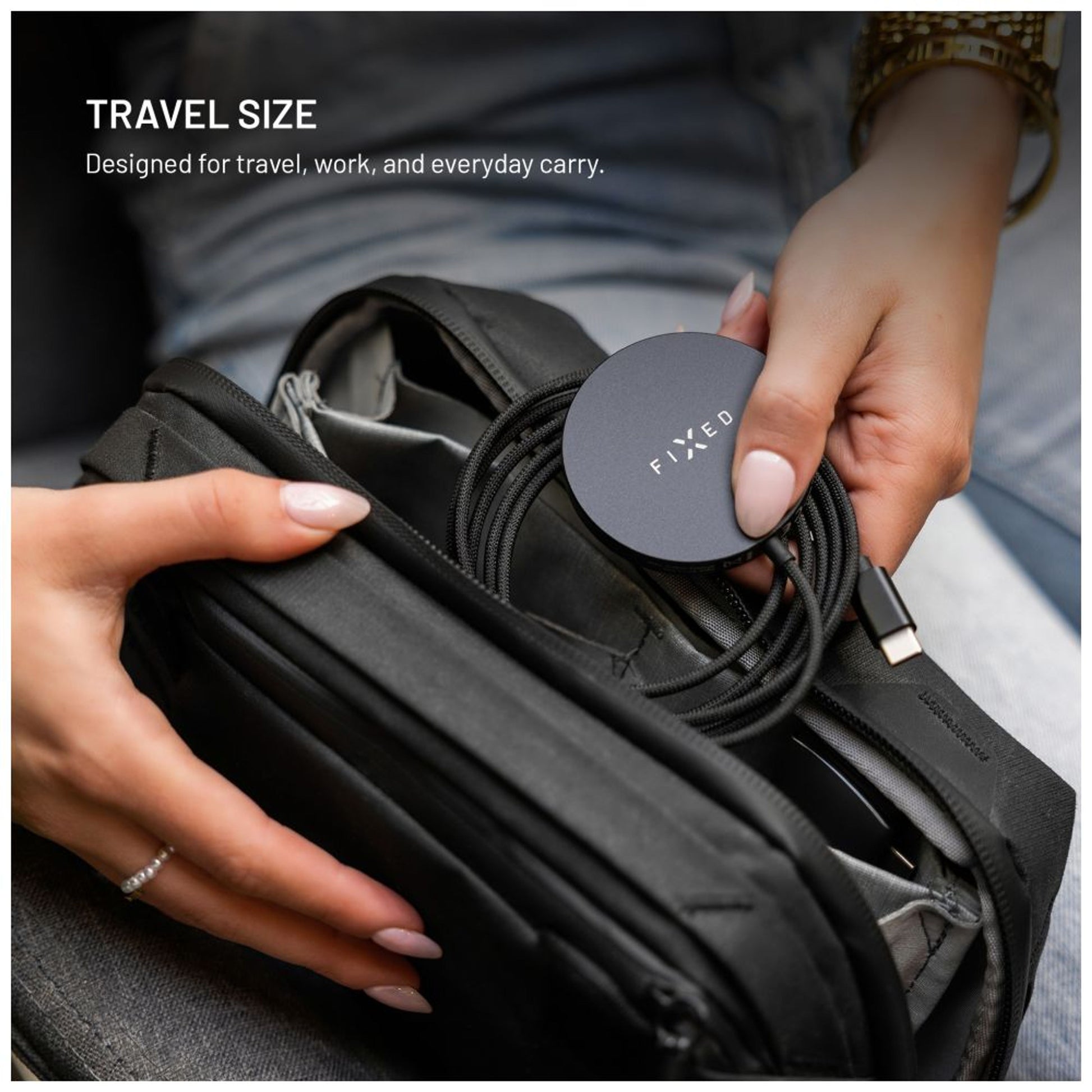 Bezdrátová nabíječka FIXED MagPad Slim s Qi2, podporou MagSafe, 15W, černá - FIXED