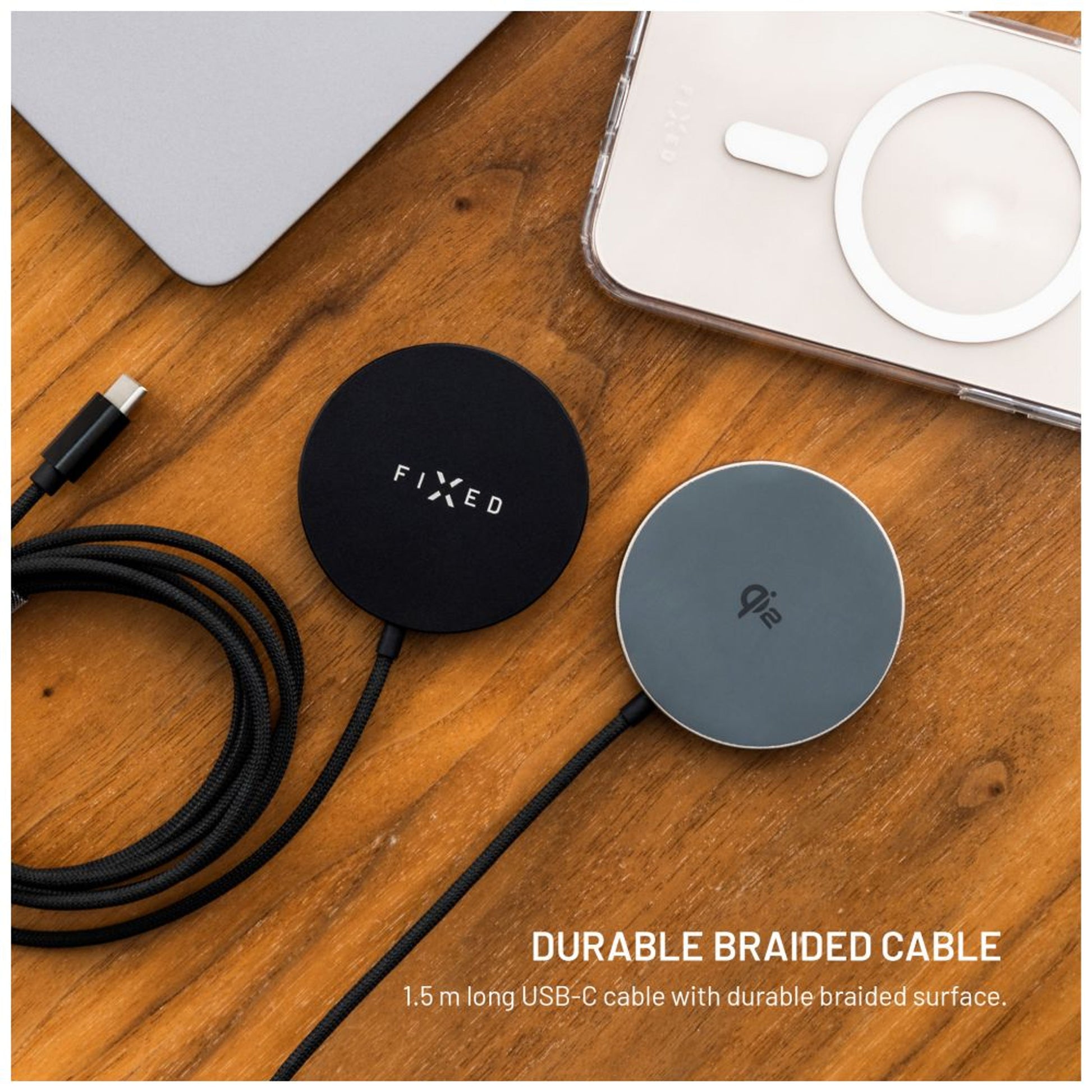 Bezdrátová nabíječka FIXED MagPad Slim s Qi2, podporou MagSafe, 15W, černá - FIXED