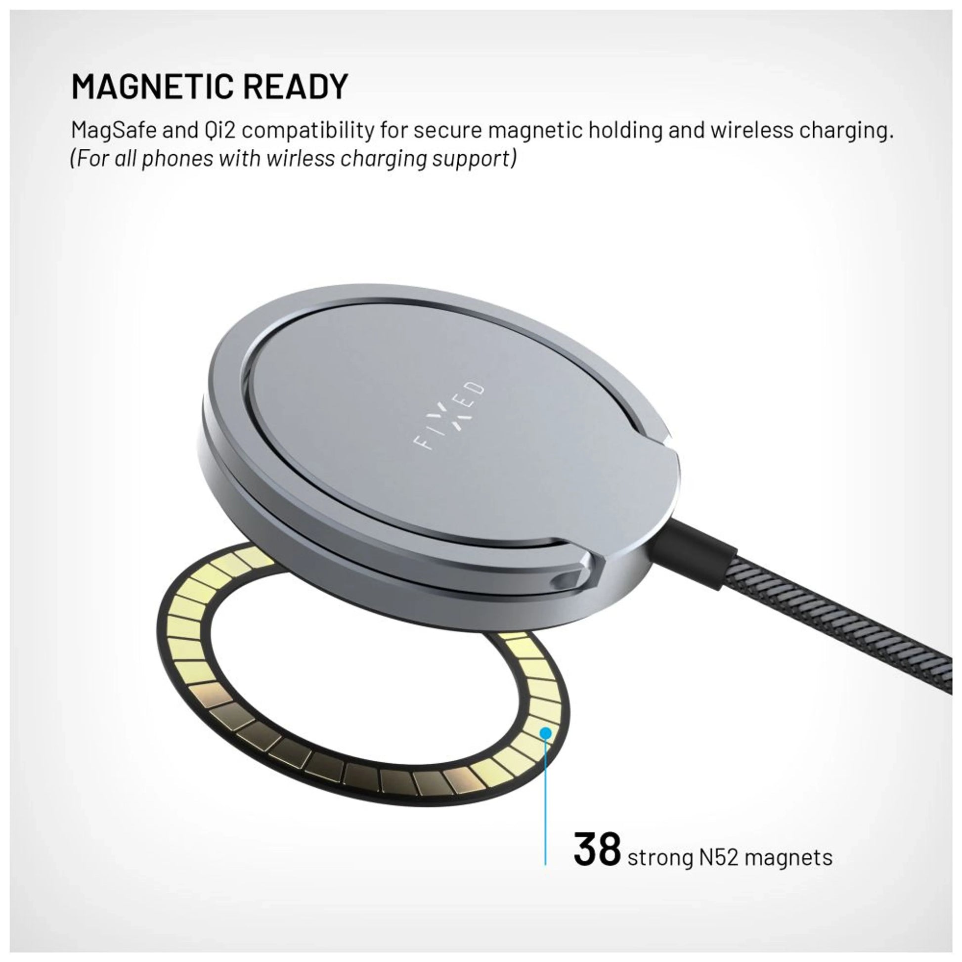 Magnetická nálepka na mobilní telefony pro použití technologie MagSafe FIXED MagPlate, černá - FIXED