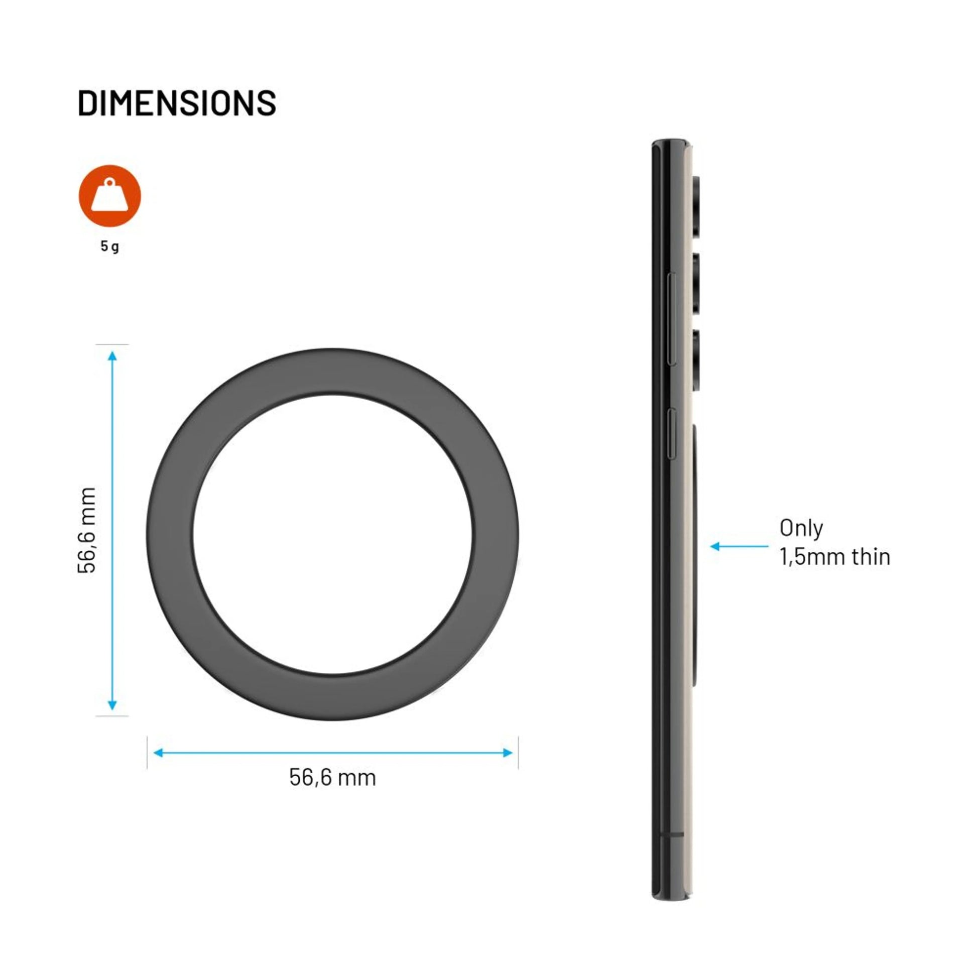 Magnetická nálepka na mobilní telefony pro použití technologie MagSafe FIXED MagPlate, černá - FIXED