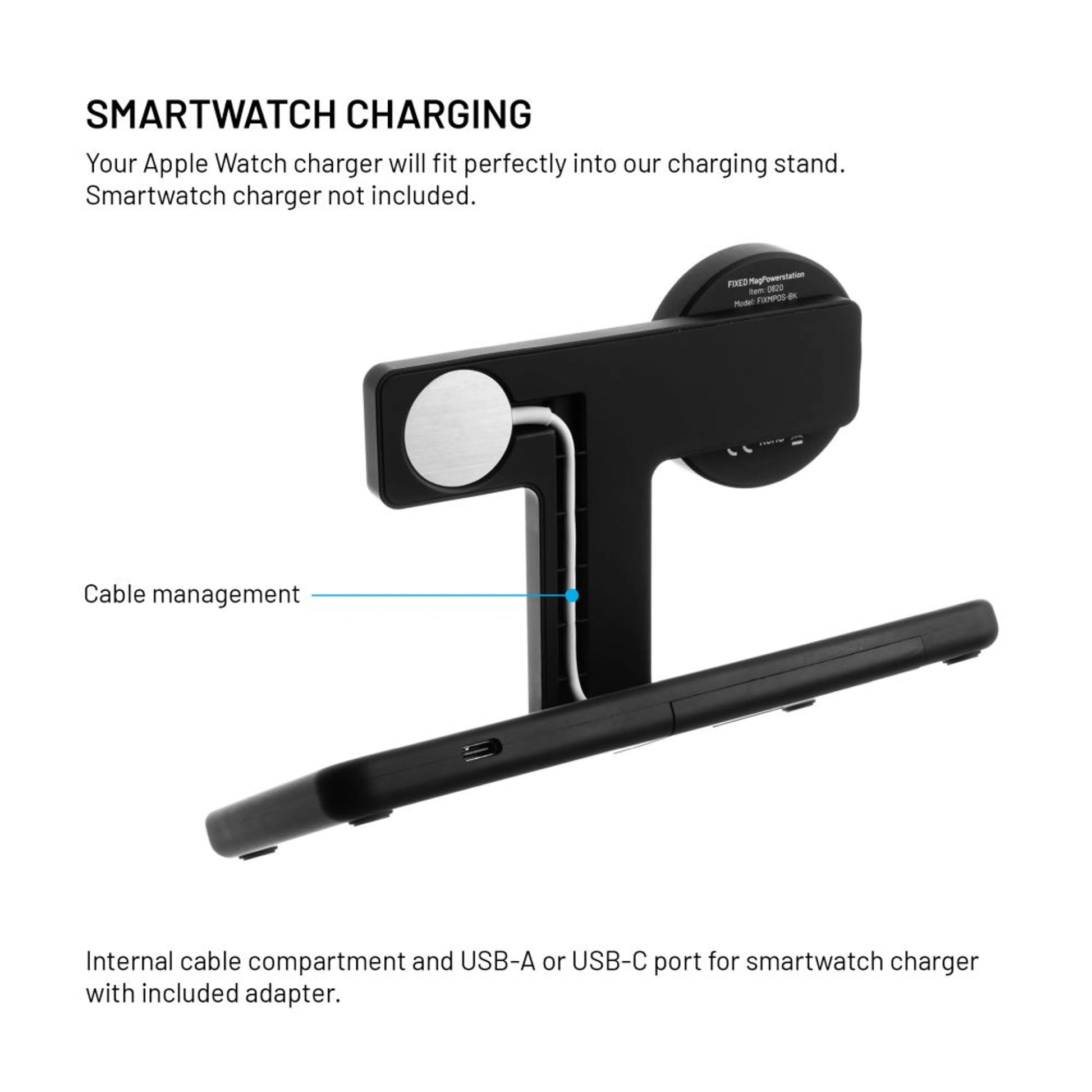 Stojánek s bezdrátovým nabíjením 3v1 FIXED MagPowerstation s podporou MagSafe, 15W+15W+5W, černý - FIXED