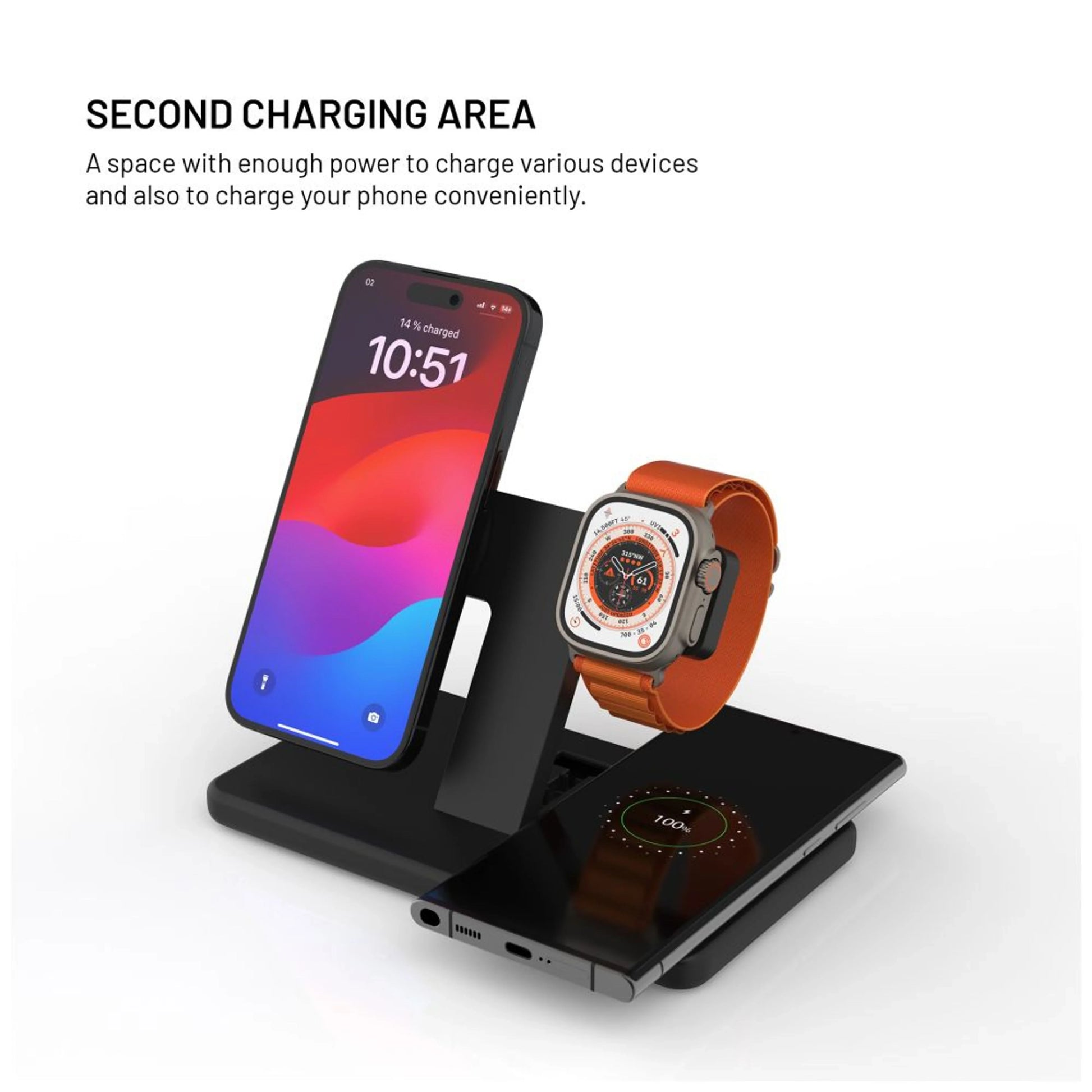 Stojánek s bezdrátovým nabíjením 3v1 FIXED MagPowerstation s podporou MagSafe, 15W+15W+5W, černý - FIXED