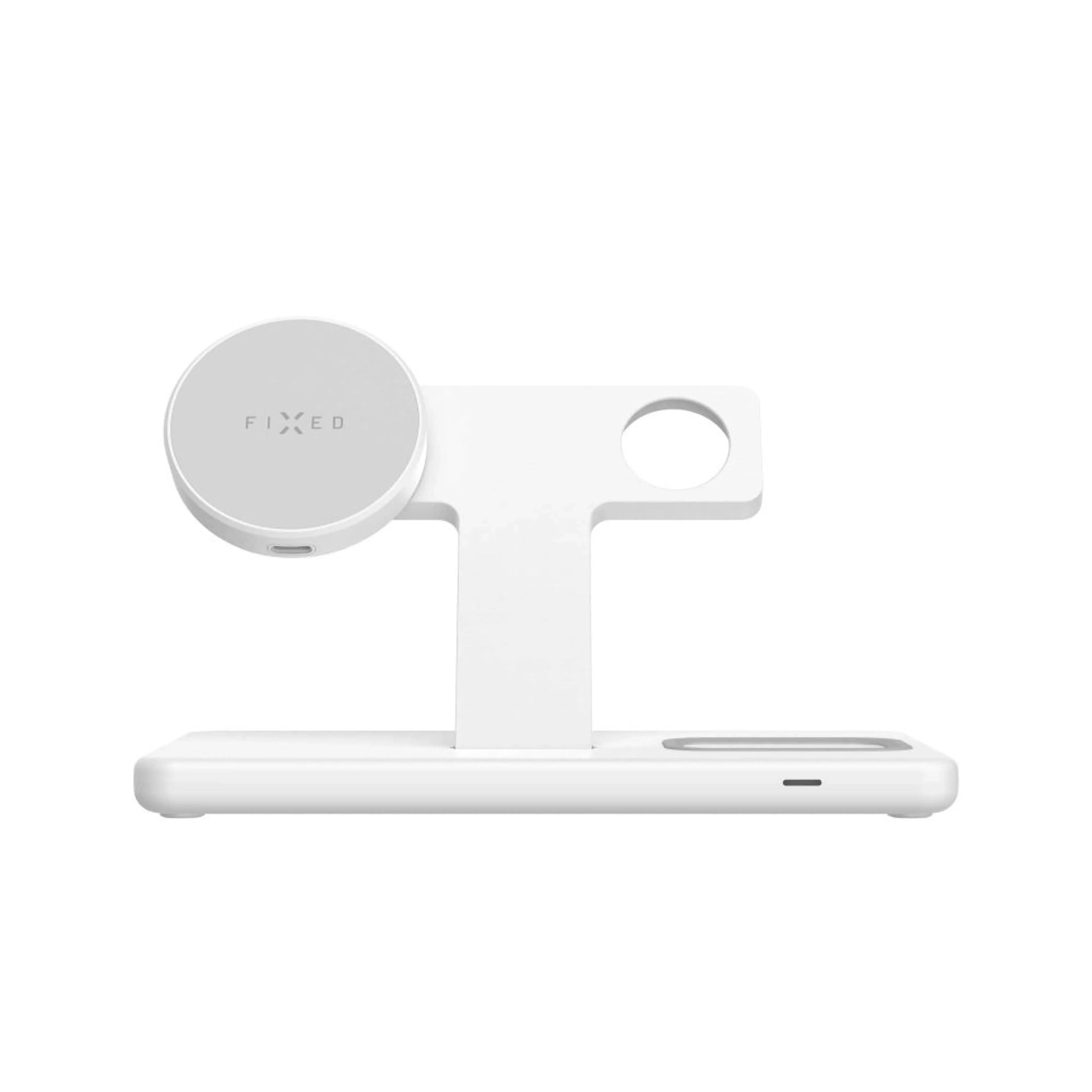 Stojánek s bezdrátovým nabíjením 3v1 FIXED MagPowerstation s podporou MagSafe, 15W+15W+5W, bíly - FIXED