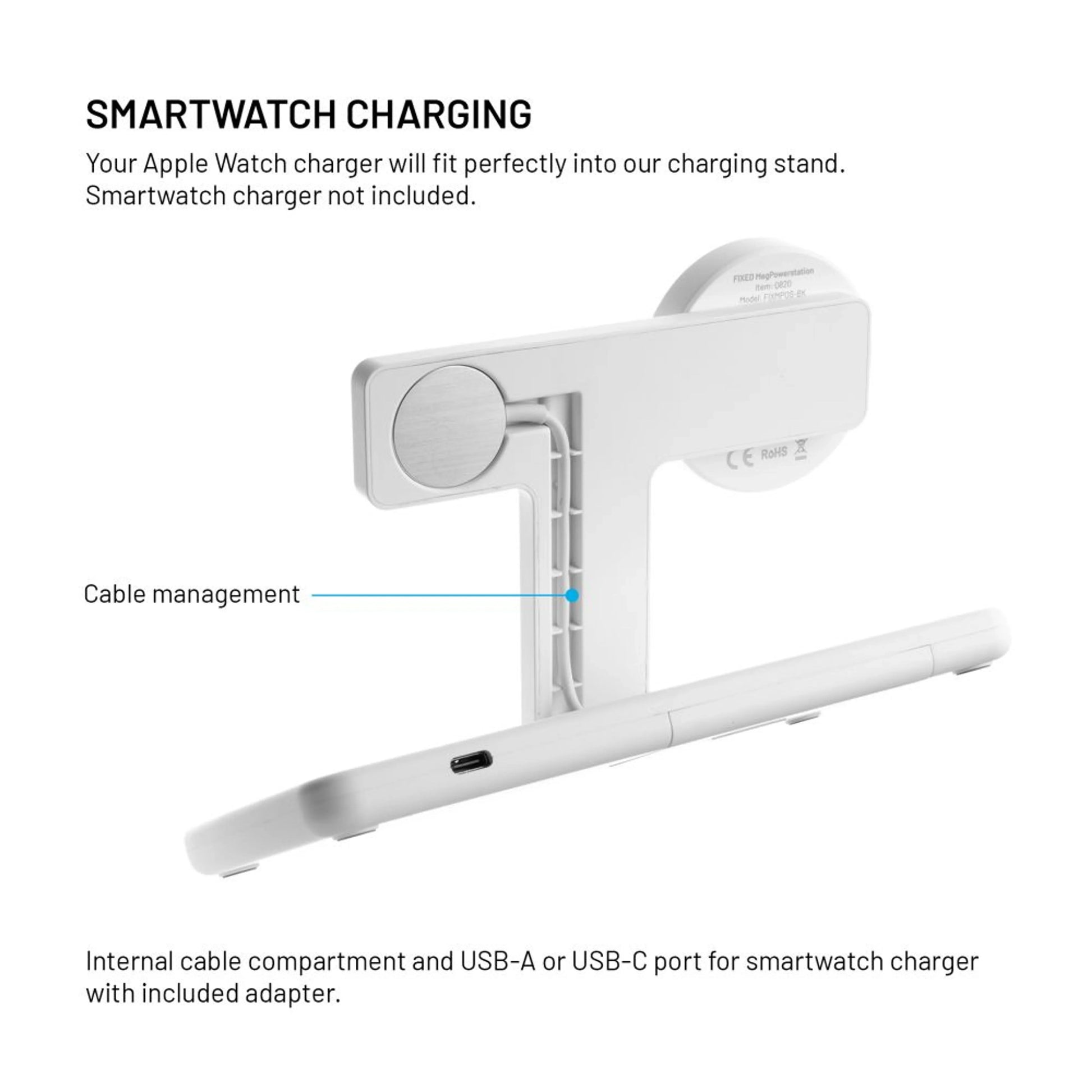 Stojánek s bezdrátovým nabíjením 3v1 FIXED MagPowerstation s podporou MagSafe, 15W+15W+5W, bíly - FIXED
