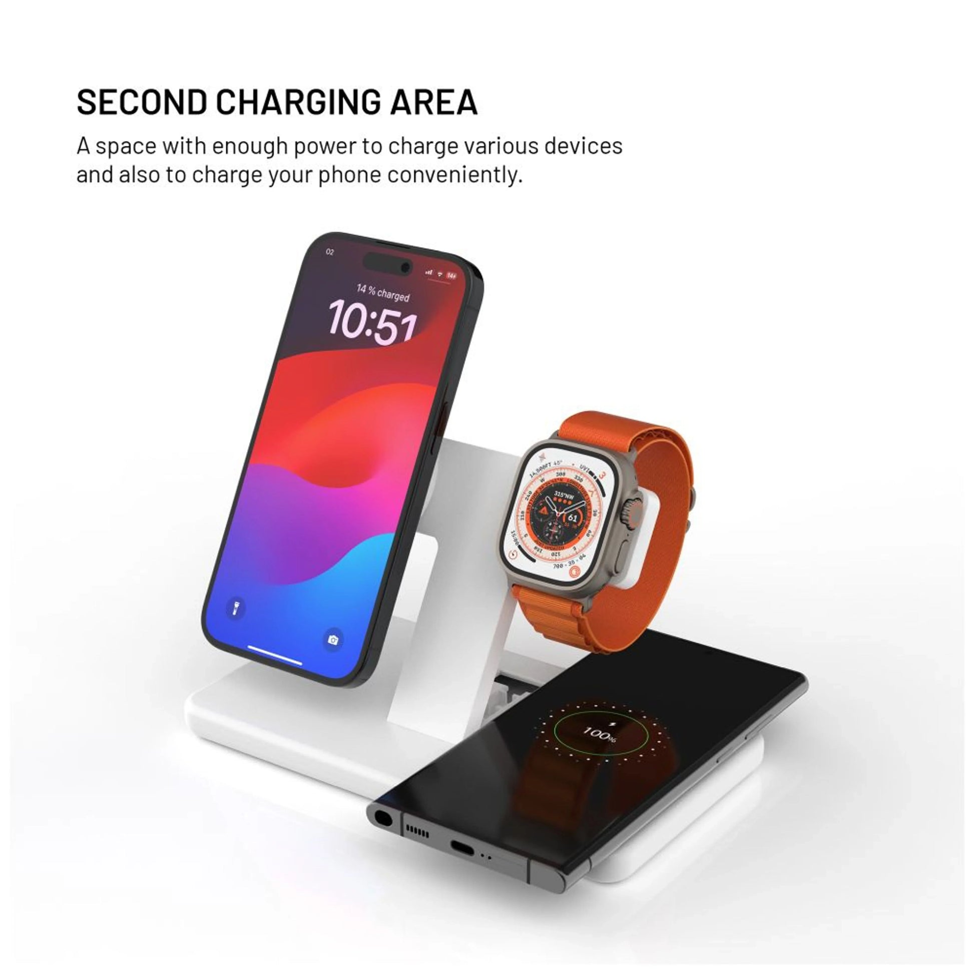 Stojánek s bezdrátovým nabíjením 3v1 FIXED MagPowerstation s podporou MagSafe, 15W+15W+5W, bíly - FIXED