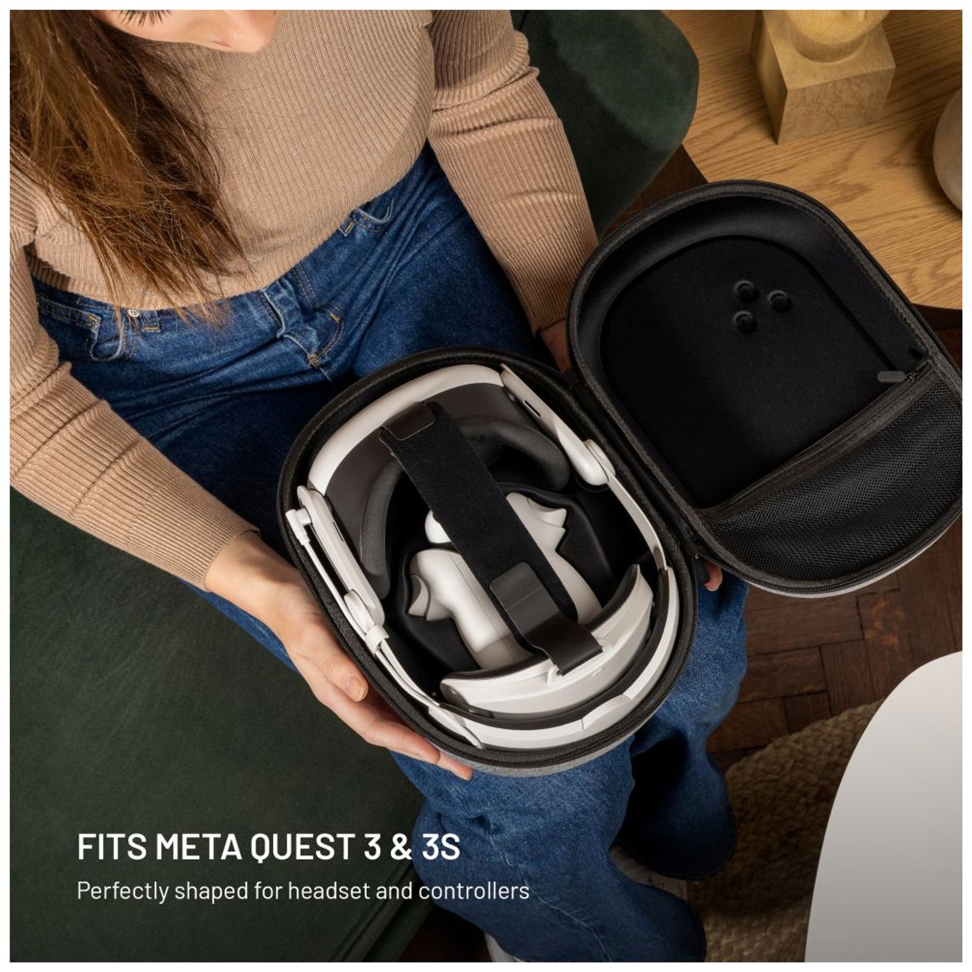 Ochranné pouzdro FIXED VR Protective Case pro Meta Quest 3/3S, šedé - FIXED