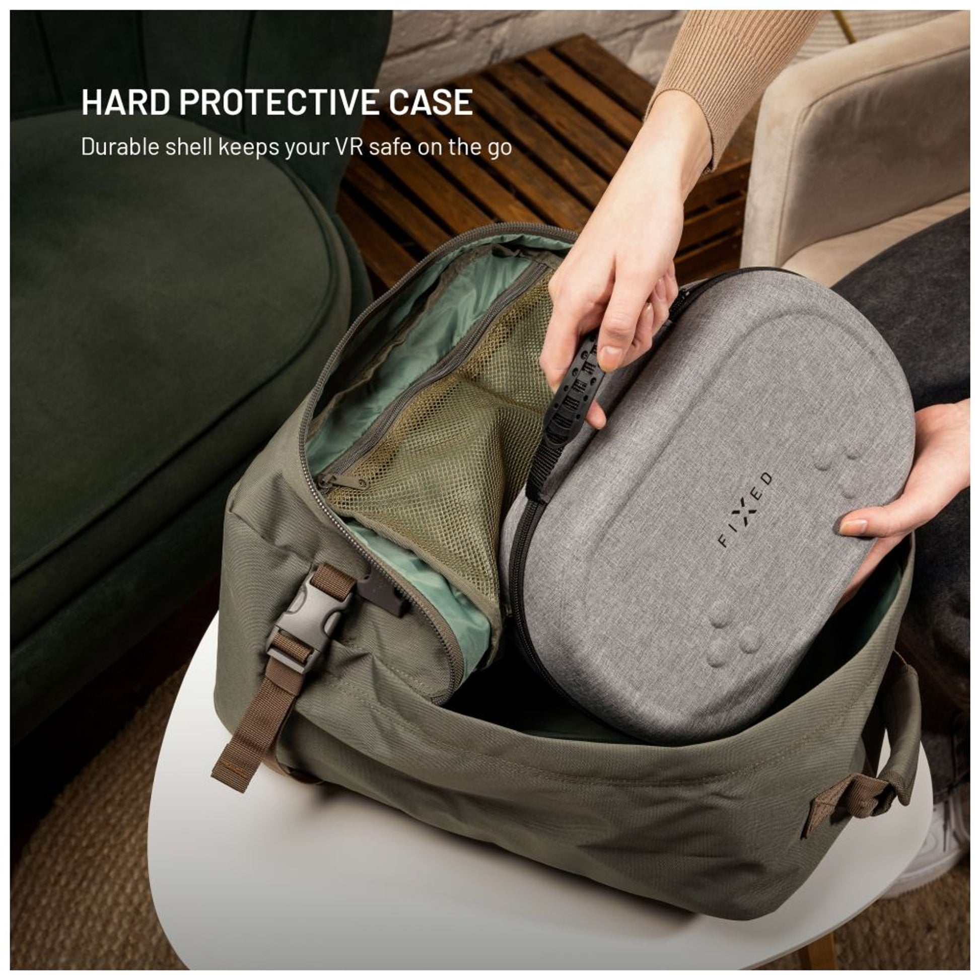 Ochranné pouzdro FIXED VR Protective Case pro Meta Quest 3/3S, šedé - FIXED