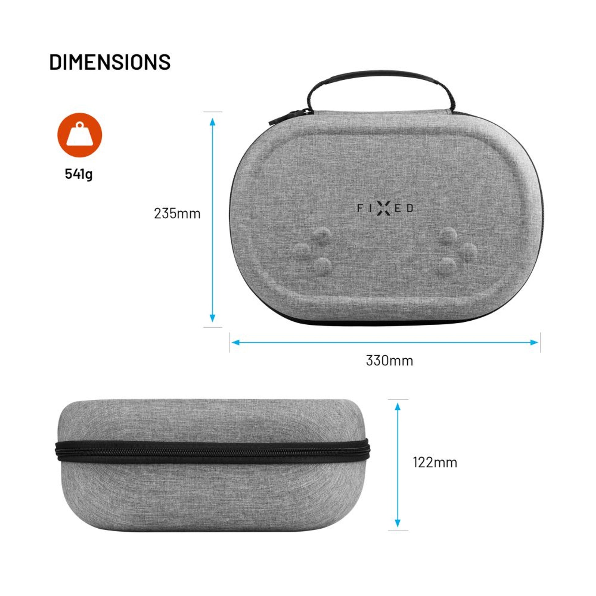 Ochranné pouzdro FIXED VR Protective Case pro Meta Quest 3/3S, šedé - FIXED