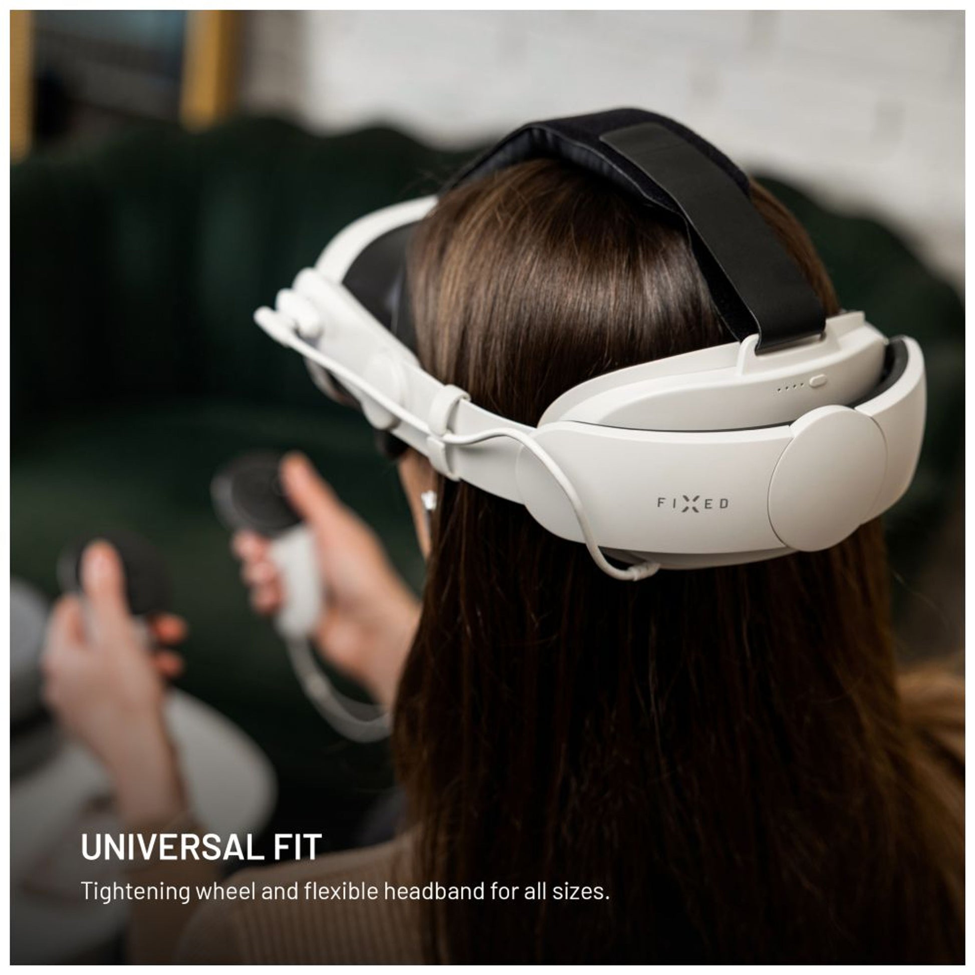 Náhlavní popruh s baterií FIXED VR Power Headstrap pro Meta Quest 3/3S, 6 000 mAh, bílý - FIXED