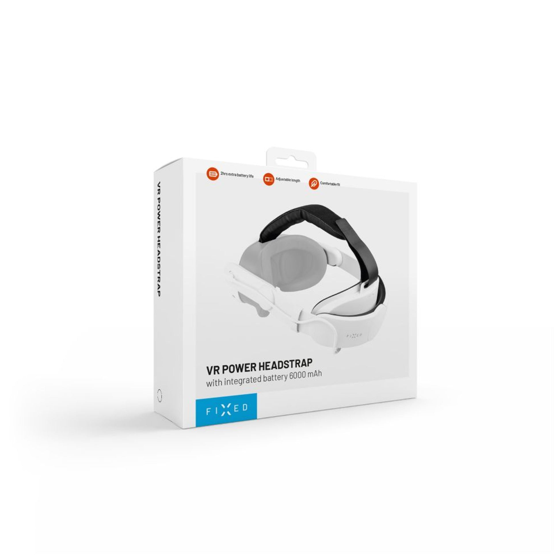 Náhlavní popruh s baterií FIXED VR Power Headstrap pro Meta Quest 3/3S, 6 000 mAh, bílý - FIXED