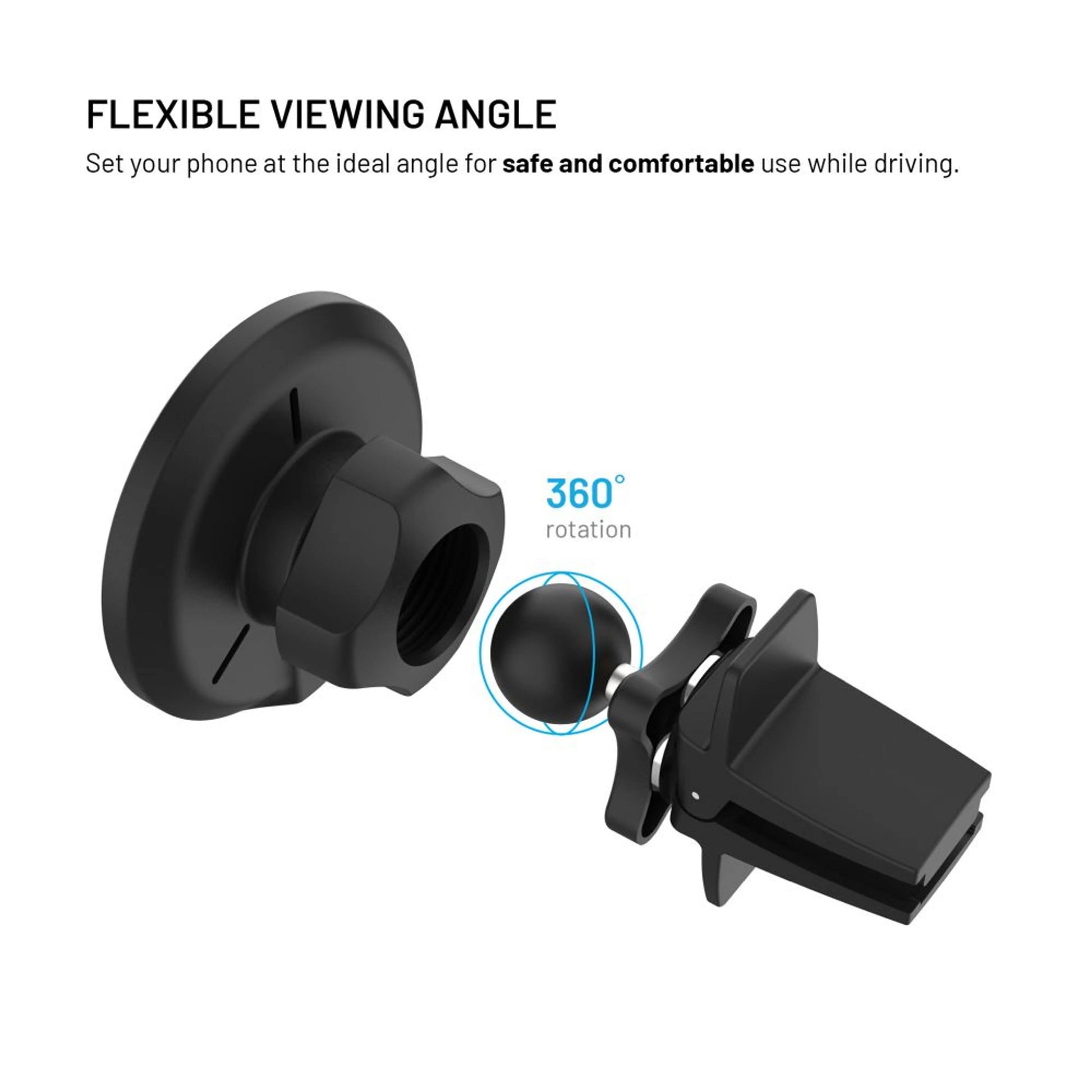 Držák s bezdrátovým nabíjením FIXED MagRound 2, podpora MagSafe, 15W, Qi2, černý - FIXED
