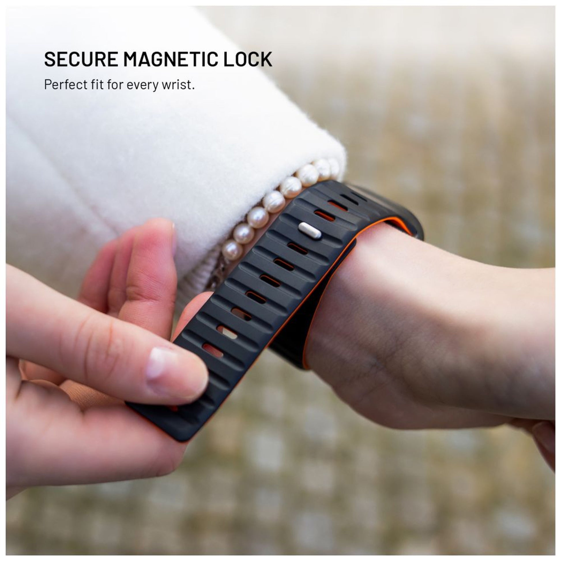 Magnetický řemínek FIXED Silicone Magnetic Strap pro Apple Watch 44/45/46/49mm, černý - FIXED