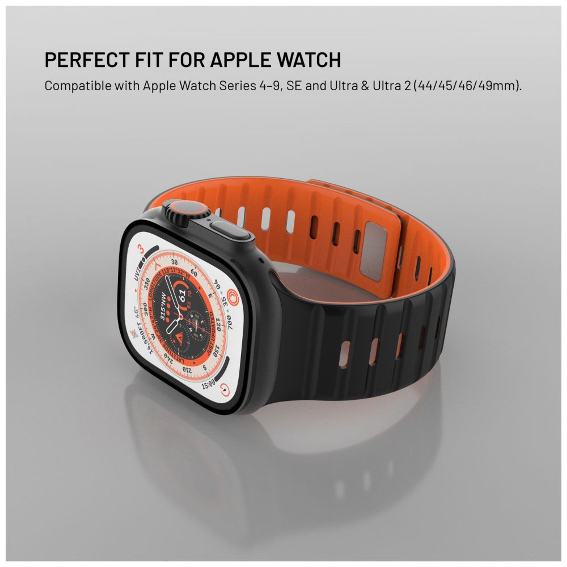Magnetický řemínek FIXED Silicone Magnetic Strap pro Apple Watch 44/45/46/49mm, černý - FIXED