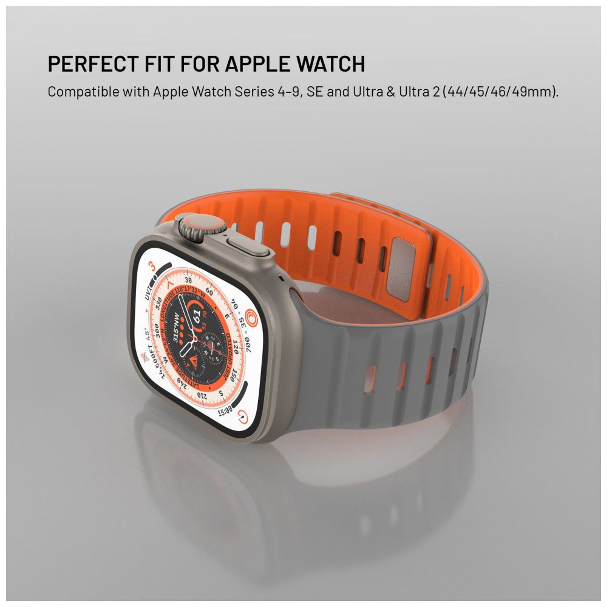 Magnetický řemínek FIXED Silicone Magnetic Strap pro Apple Watch 44/45/46/49mm, světle šedý - FIXED