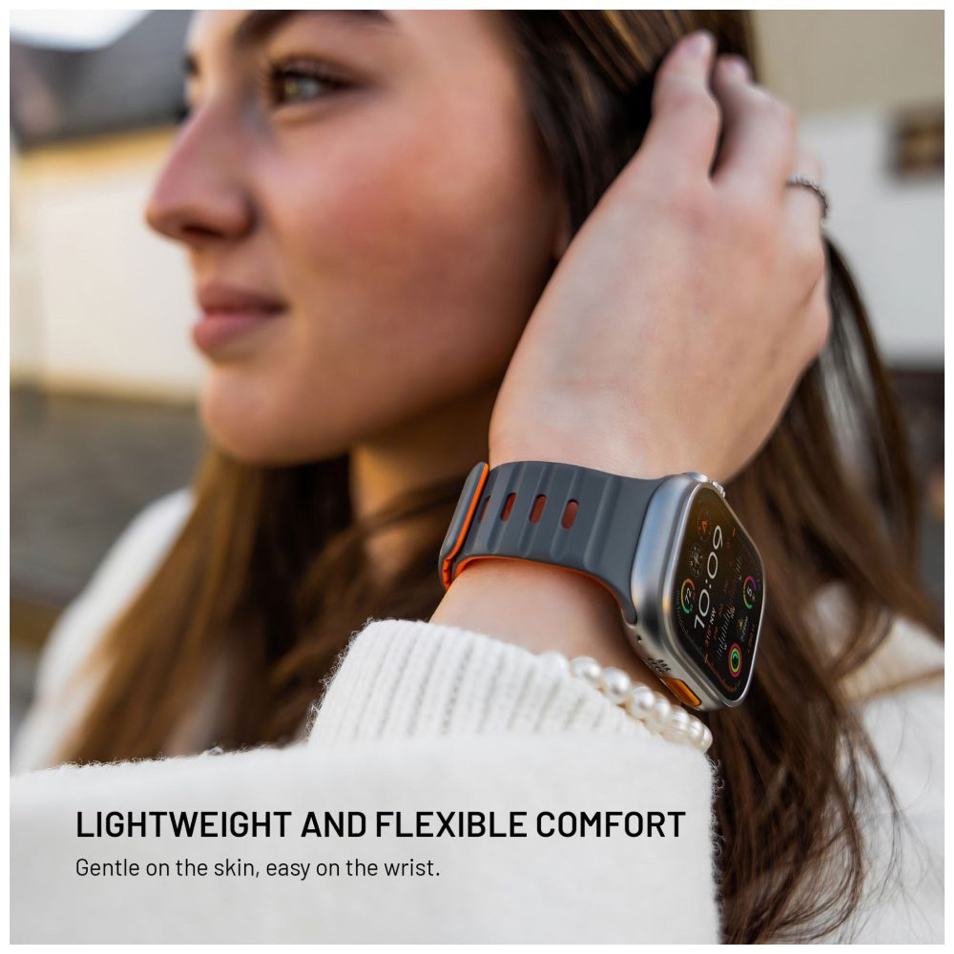 Magnetický řemínek FIXED Silicone Magnetic Strap pro Apple Watch 44/45/46/49mm, světle šedý - FIXED