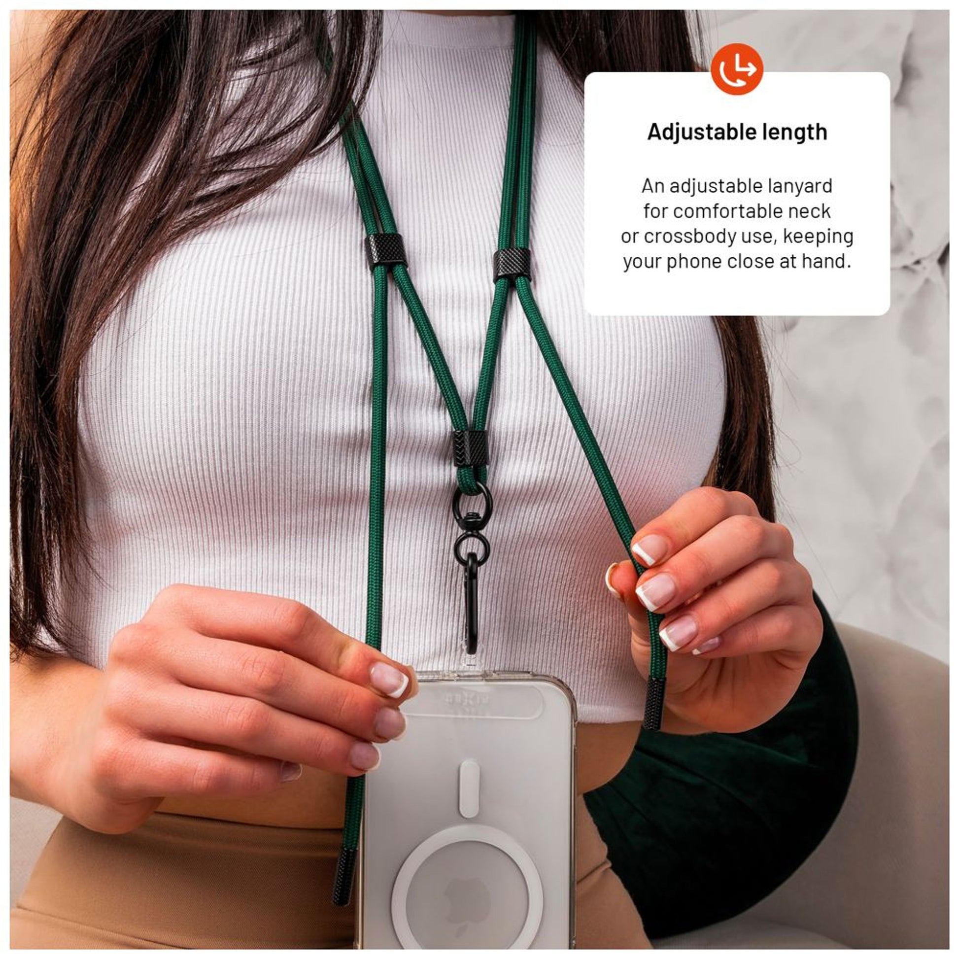 Univerzální šňůrka FIXED NeckUni pro telefony se zadním krytem, růžová - FIXED