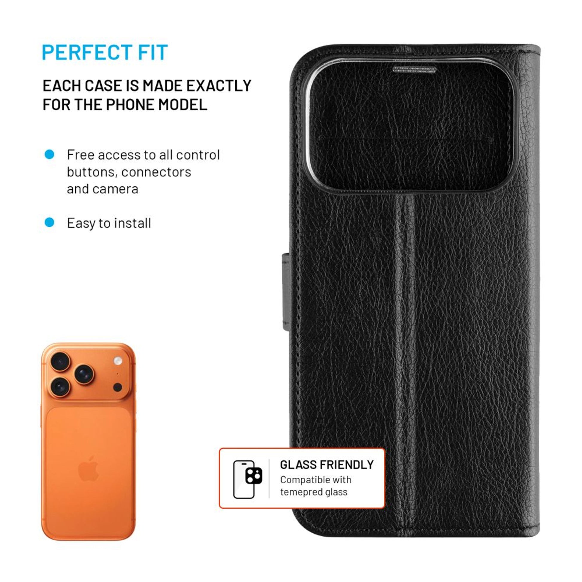 Pouzdro typu kniha FIXED Opus pro Apple iPhone 17 Pro, černé - FIXED