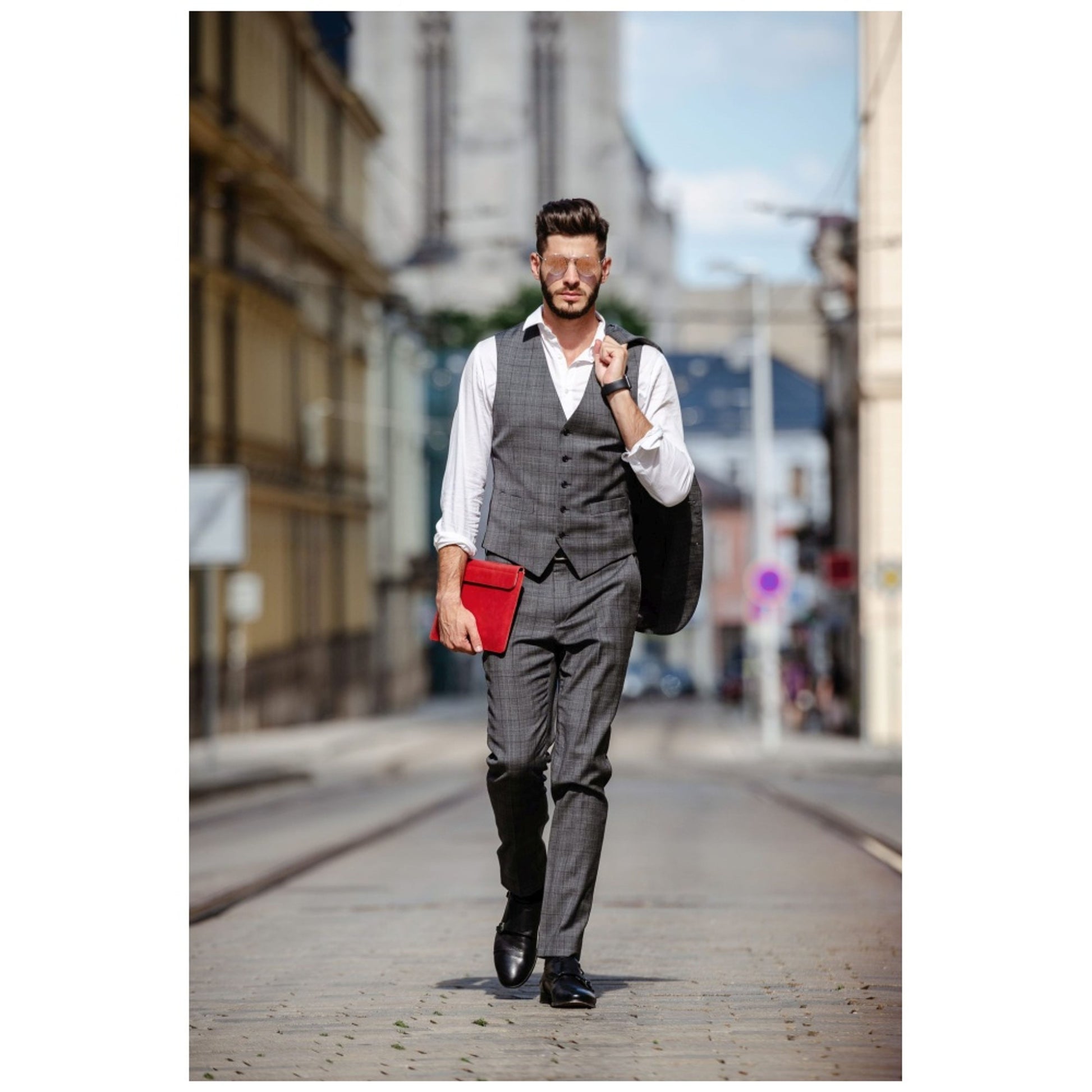 Kožené pouzdro FIXED Oxford pro všechny modely Apple iPad s úhlopříčkou displeje 12,9"-13" s klávesnicí, červené - FIXED
