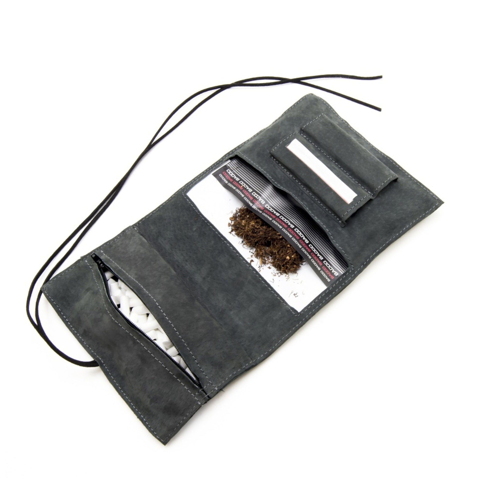 Kožené pouzdro FIXED pro cigaretový tabák, papírky a filtry, černá štípenková kůže - FIXED