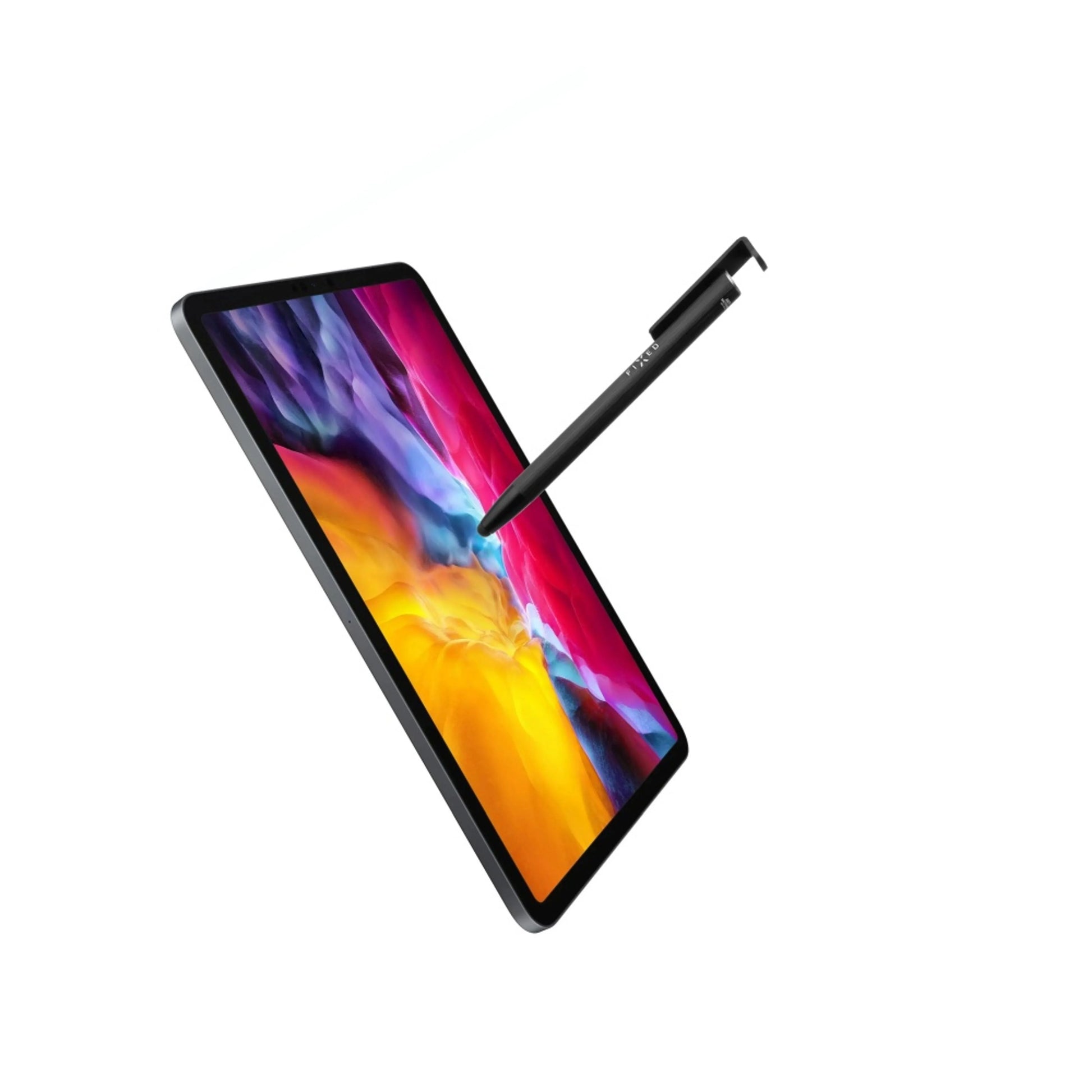 Propiska 3v1 se stylusem a stojánkem FIXED Pen, antibakteriální povrch, hliníkové tělo, černá - FIXED