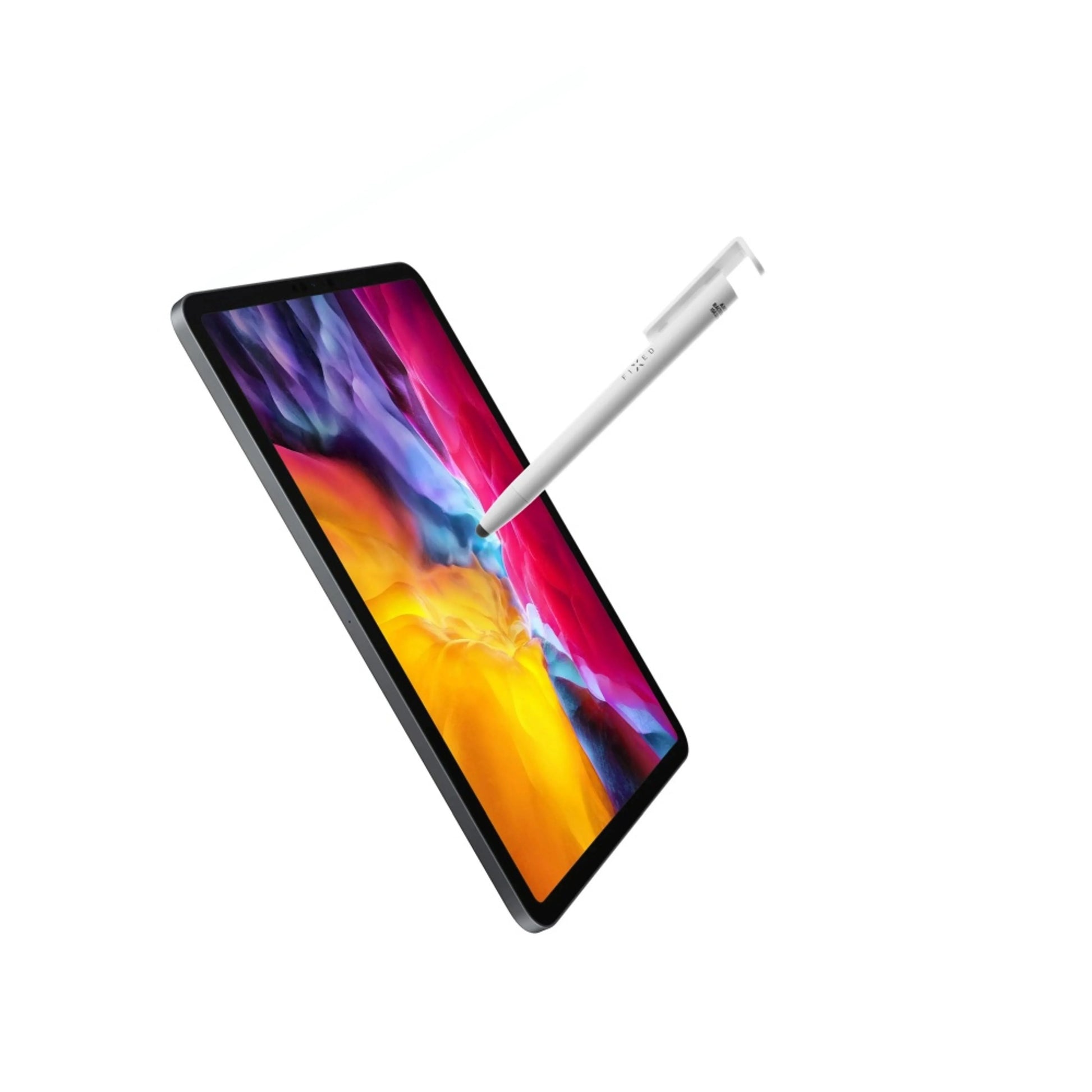 Propiska 3v1 se stylusem a stojánkem FIXED Pen, antibakteriální povrch, bílé - FIXED