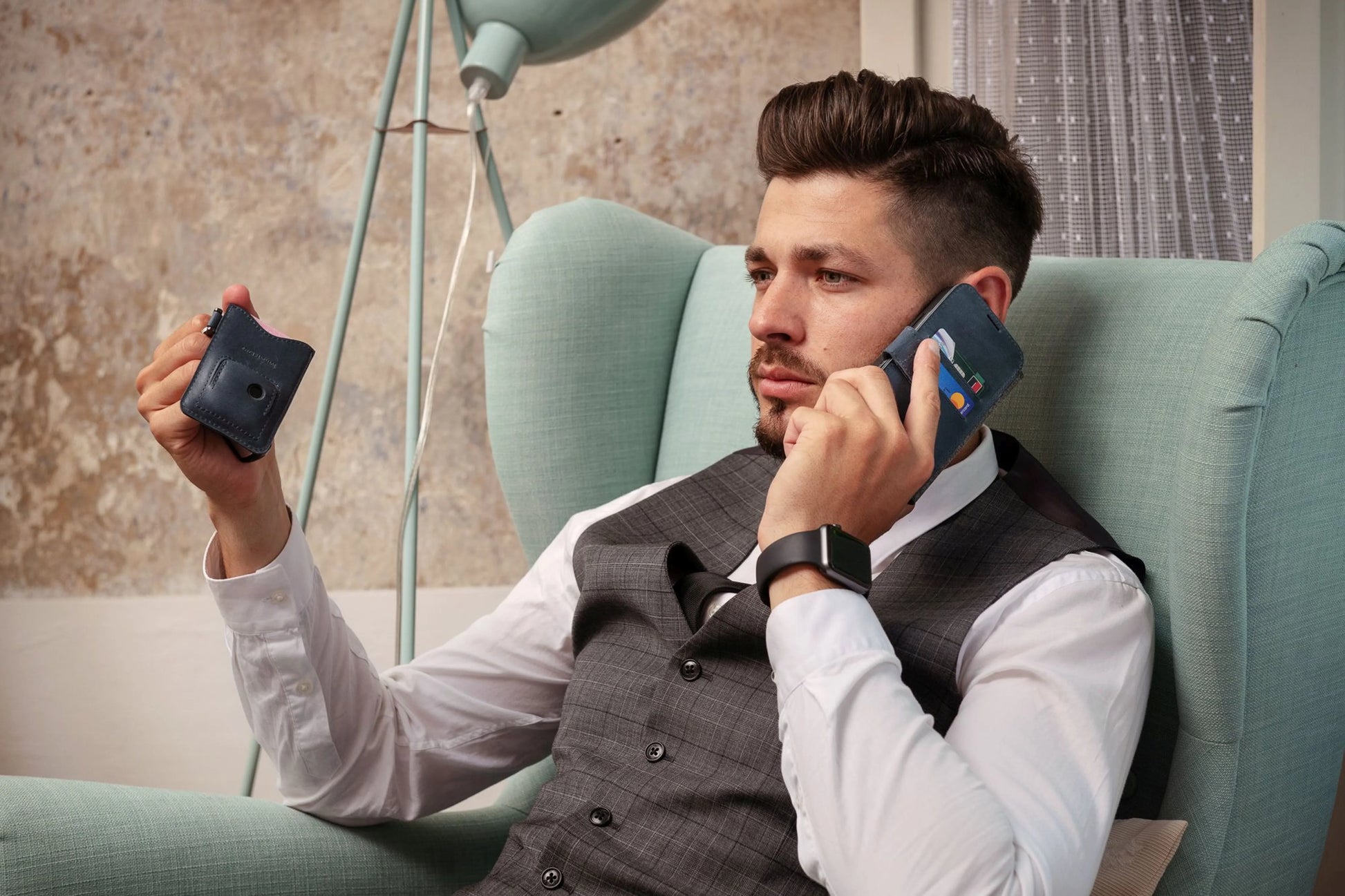 Kožené pouzdro typu kniha FIXED ProFit pro Apple iPhone 7/8/SE (2020/2022), modré - FIXED