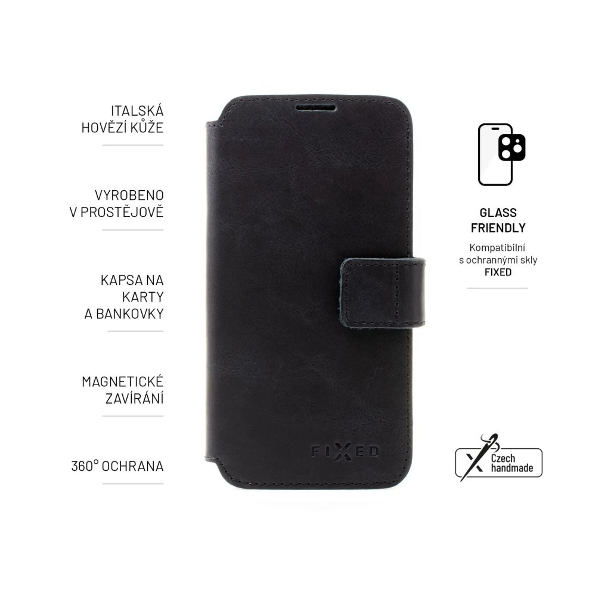 Kožené pouzdro typu kniha FIXED ProFit pro Samsung Galaxy A54 5G, černé - FIXED