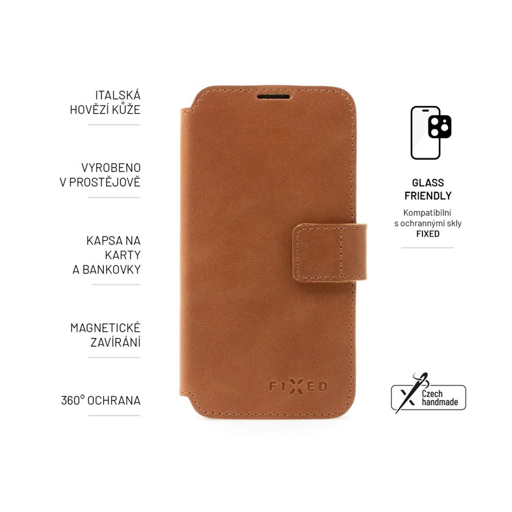 Kožené pouzdro typu kniha FIXED ProFit pro Samsung Galaxy A54 5G, hnědé - FIXED