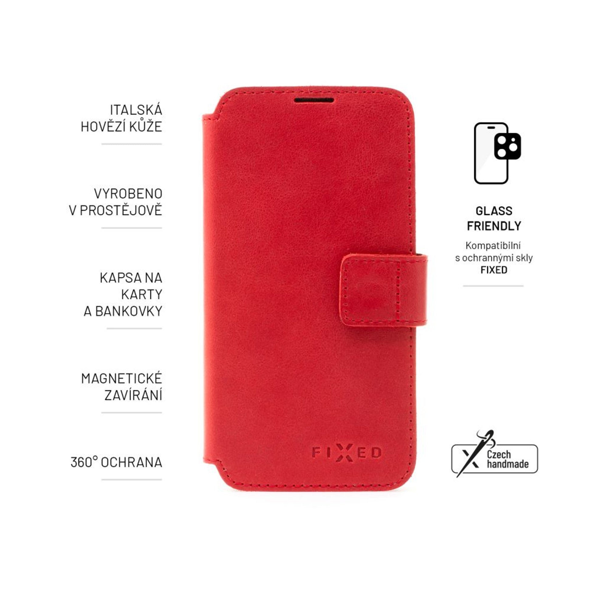 Kožené pouzdro typu kniha FIXED ProFit pro Samsung Galaxy A54 5G, červené - FIXED