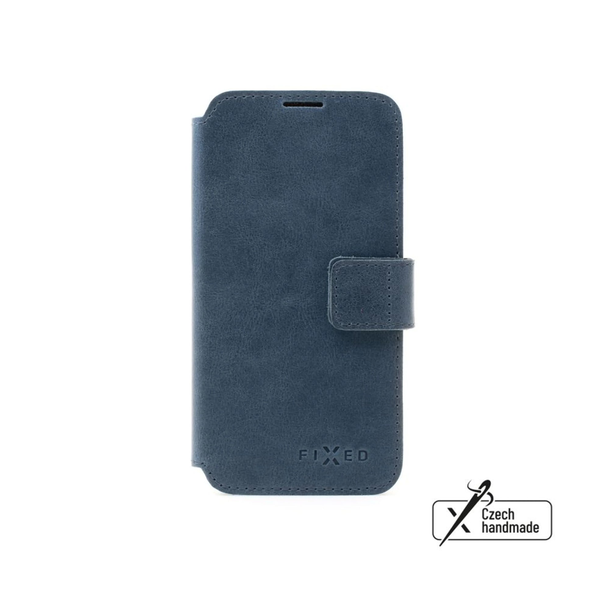 Kožené pouzdro typu kniha FIXED ProFit pro Apple iPhone 15, modré - FIXED
