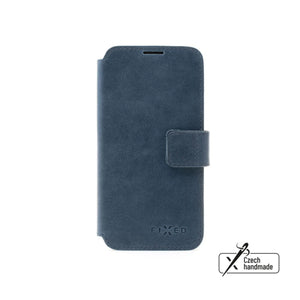 Kožené pouzdro typu kniha FIXED ProFit pro Apple iPhone 15, modré - FIXED