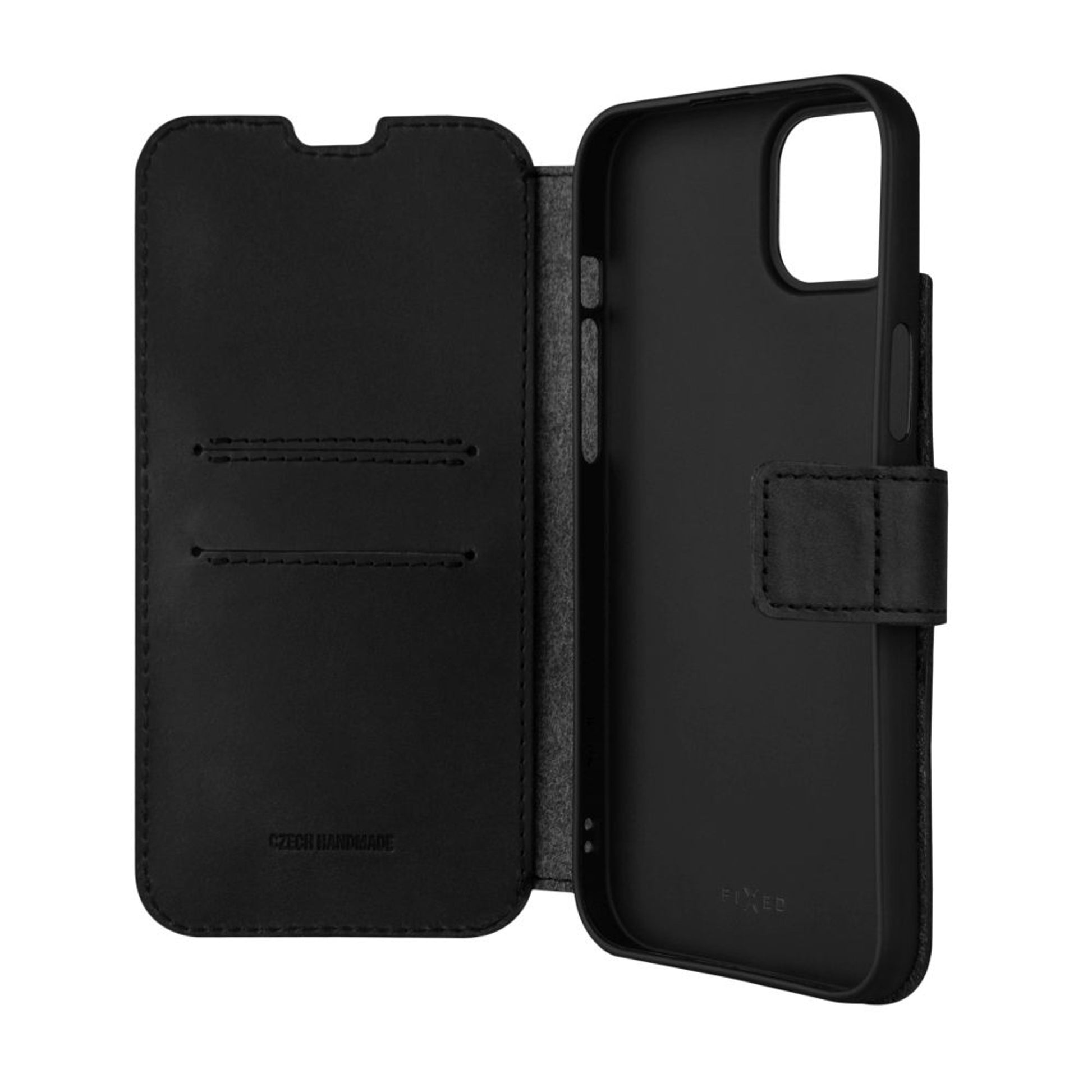 Kožené pouzdro typu kniha FIXED ProFit pro Apple iPhone 15 Plus, černé - FIXED