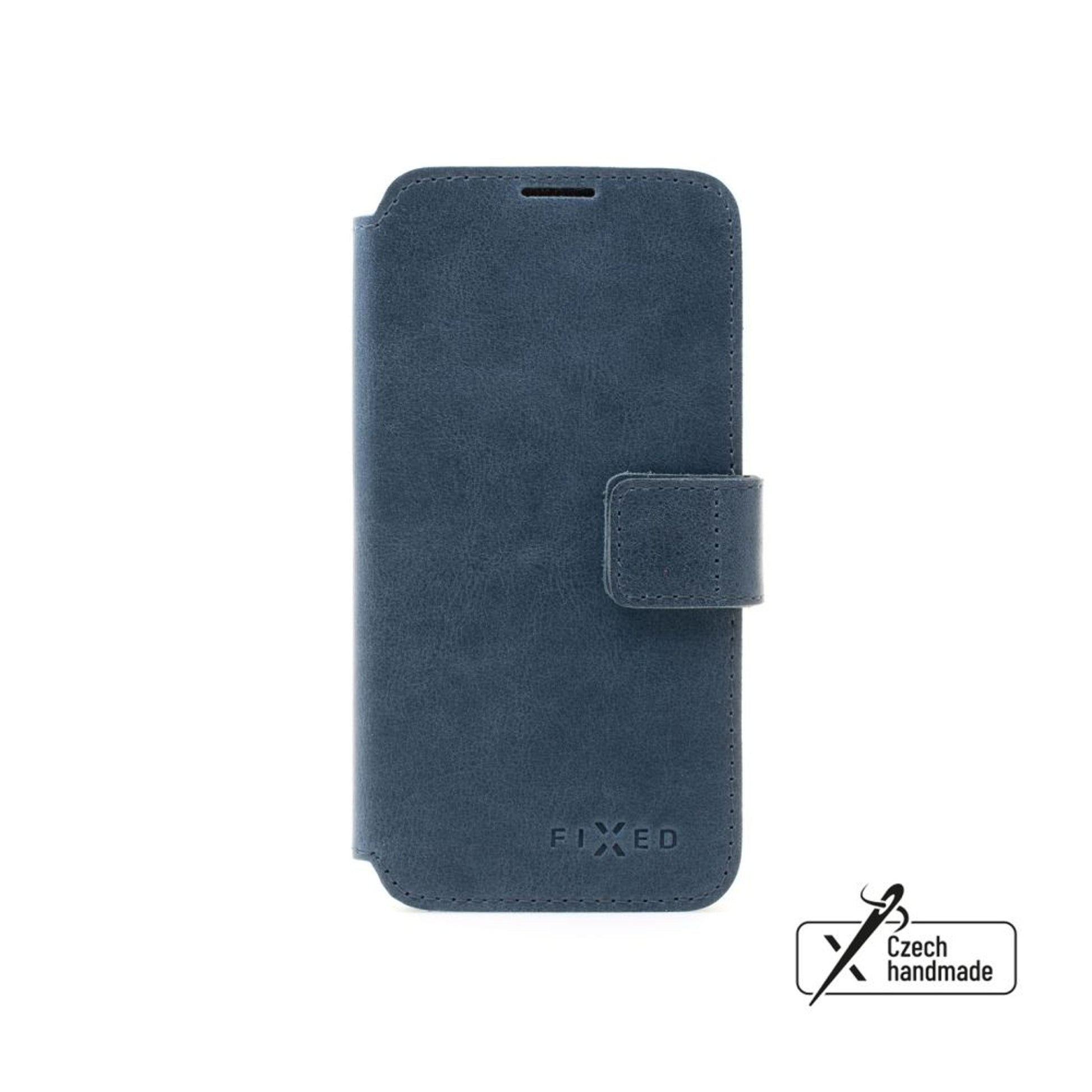 Kožené pouzdro typu kniha FIXED ProFit pro Apple iPhone 15 Plus, modré - FIXED