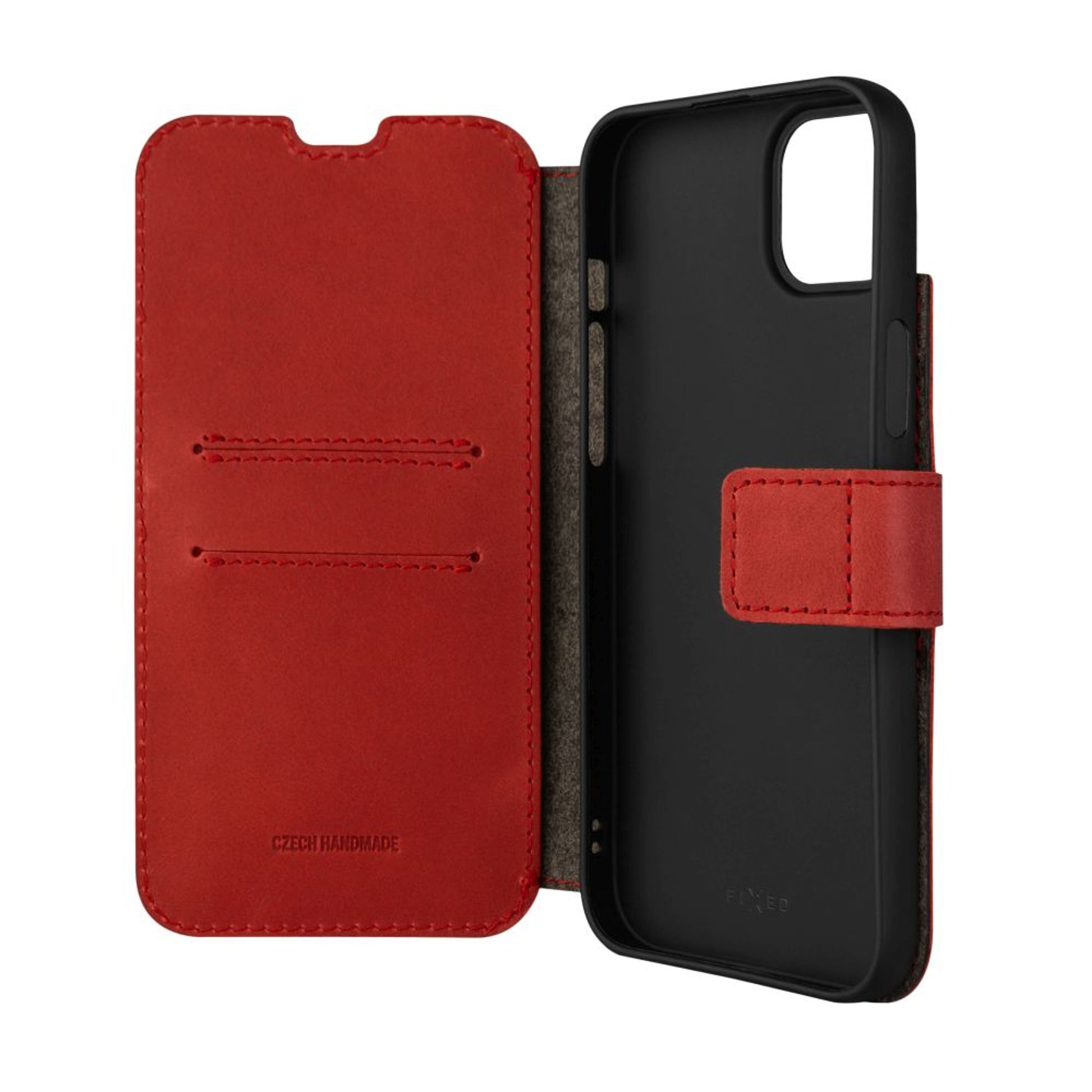 Kožené pouzdro typu kniha FIXED ProFit pro Apple iPhone 15 Plus, červené - FIXED