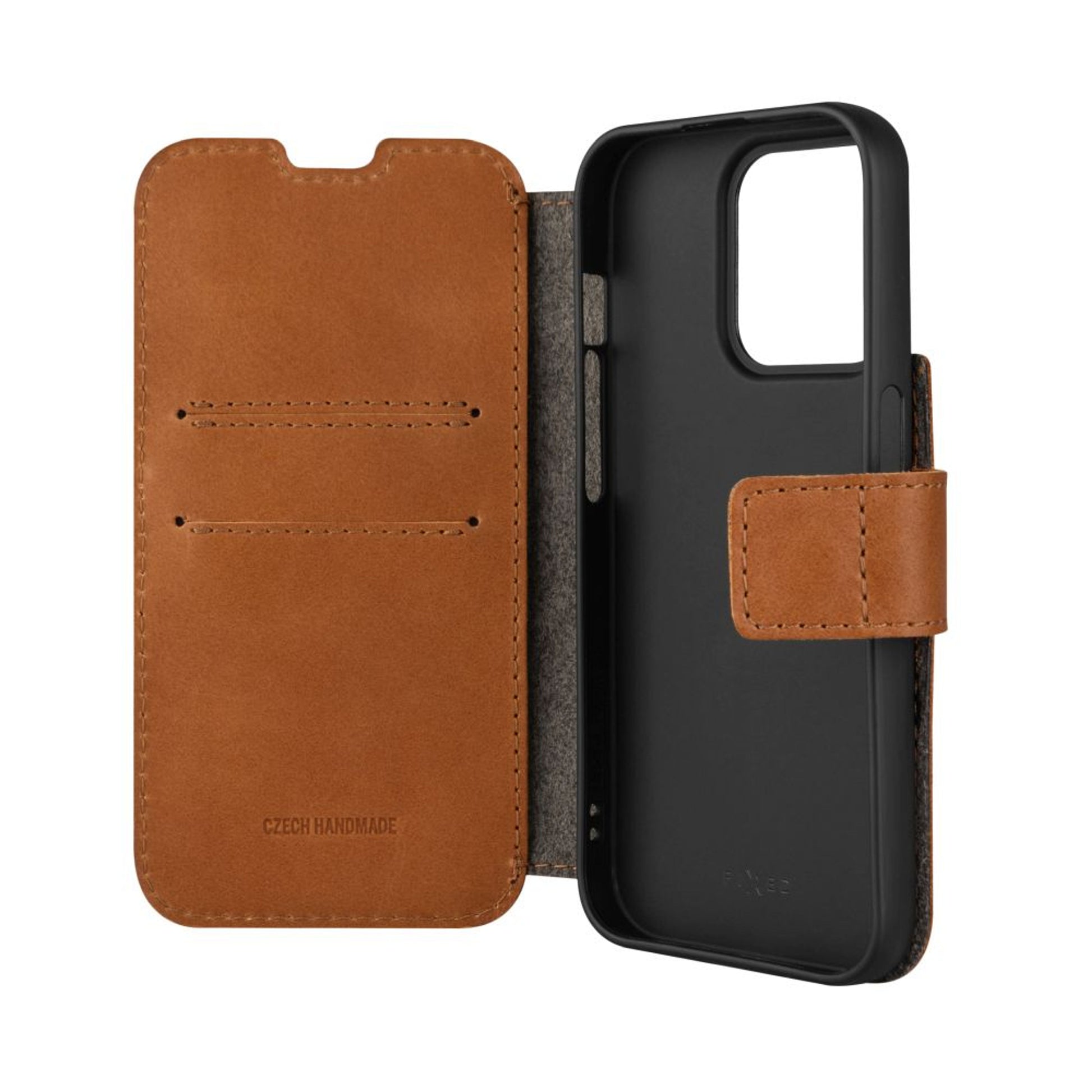 Kožené pouzdro typu kniha FIXED ProFit pro Apple iPhone 15 Pro Max, hnědé - FIXED