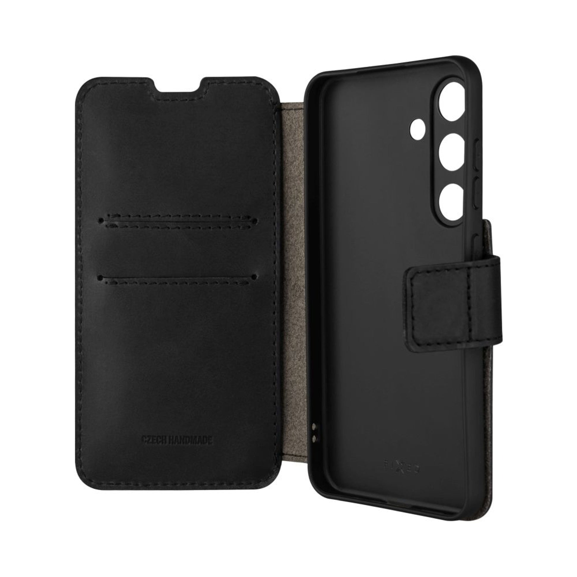 Kožené pouzdro typu kniha FIXED ProFit pro Samsung Galaxy S24, černé - FIXED