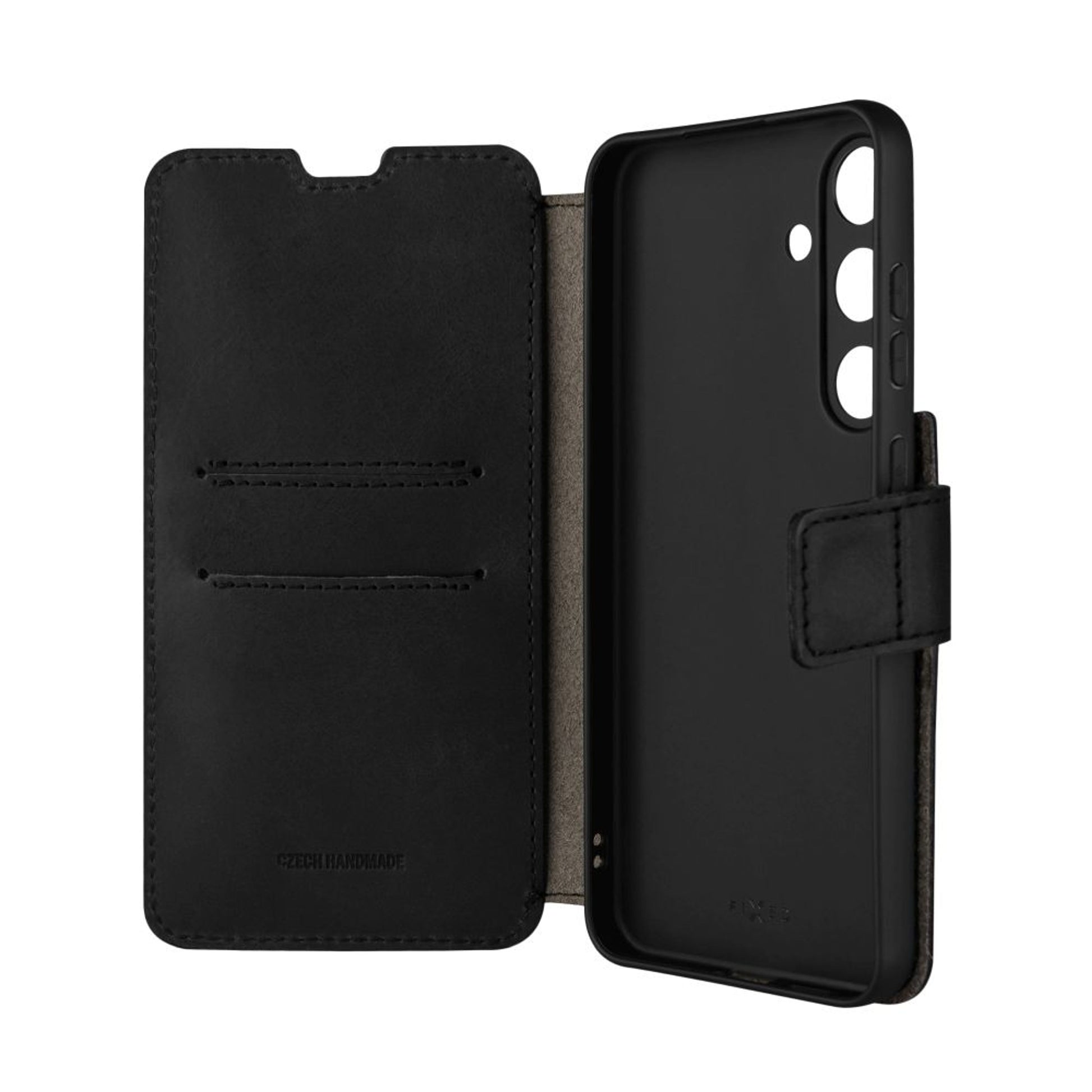 Kožené pouzdro typu kniha FIXED ProFit pro Samsung Galaxy S24+, černé - FIXED