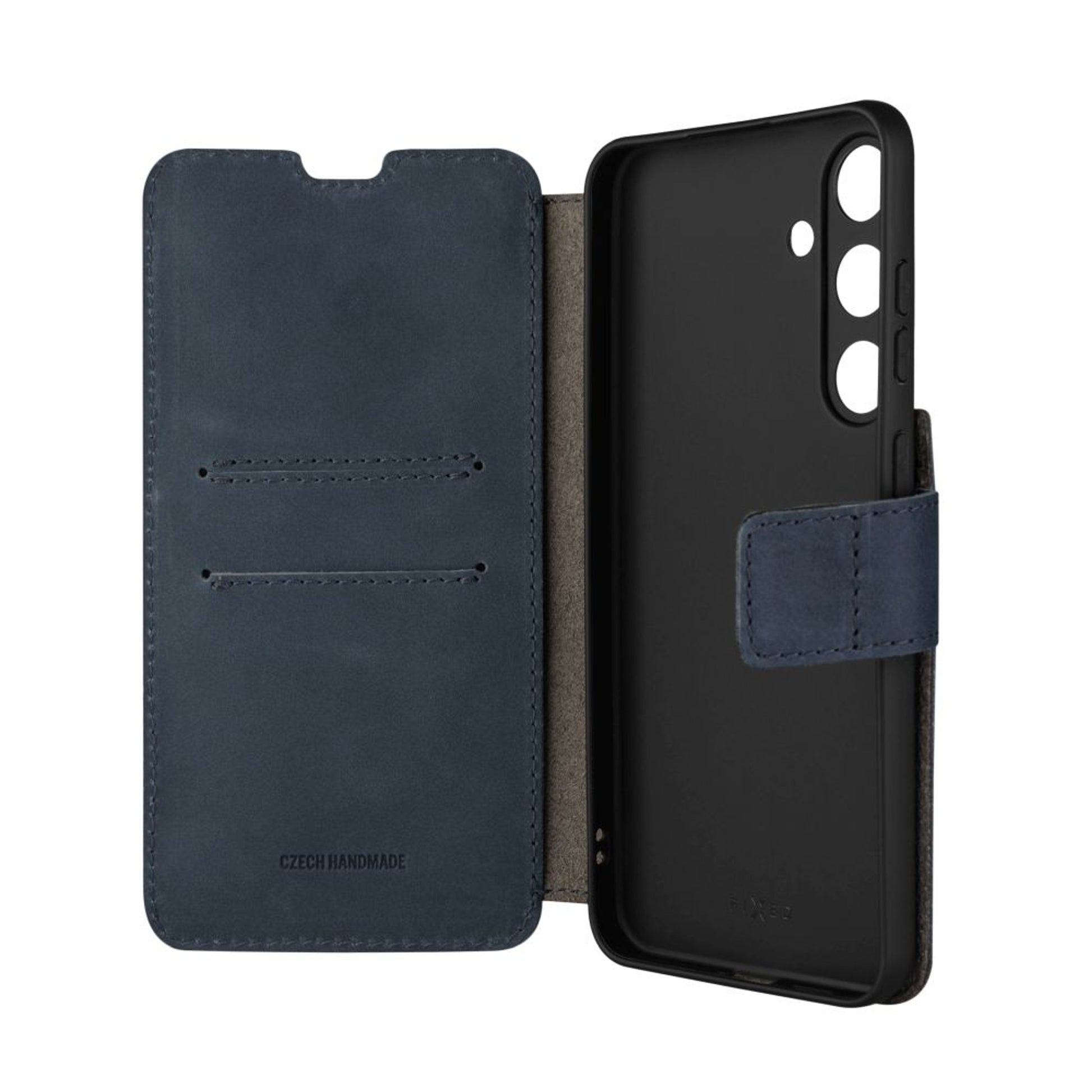 Kožené pouzdro typu kniha FIXED ProFit pro Samsung Galaxy S24+, modré - FIXED
