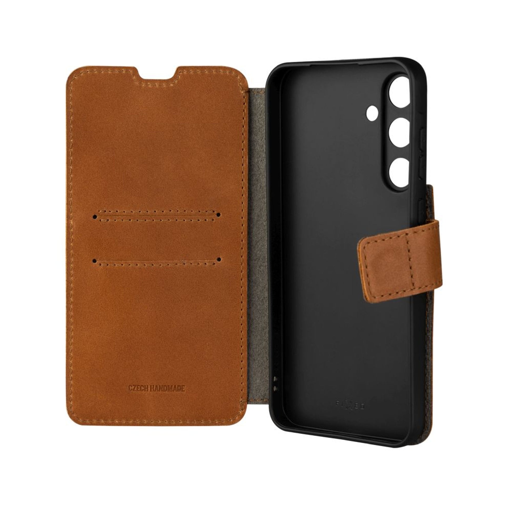 Kožené pouzdro typu kniha FIXED ProFit pro Samsung Galaxy A35 5G, hnědé - FIXED