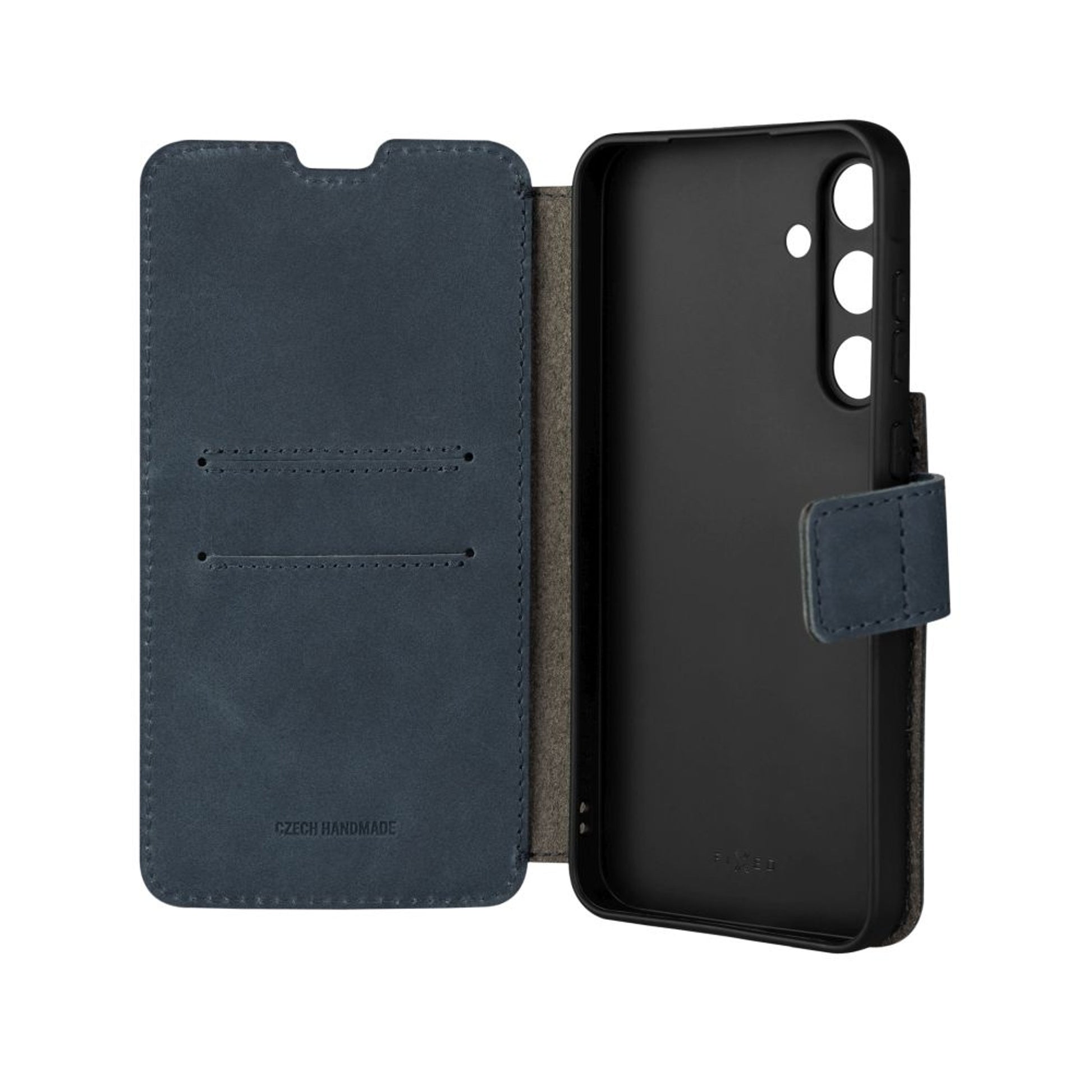 Kožené pouzdro typu kniha FIXED ProFit pro Samsung Galaxy A55 5G, modré - FIXED