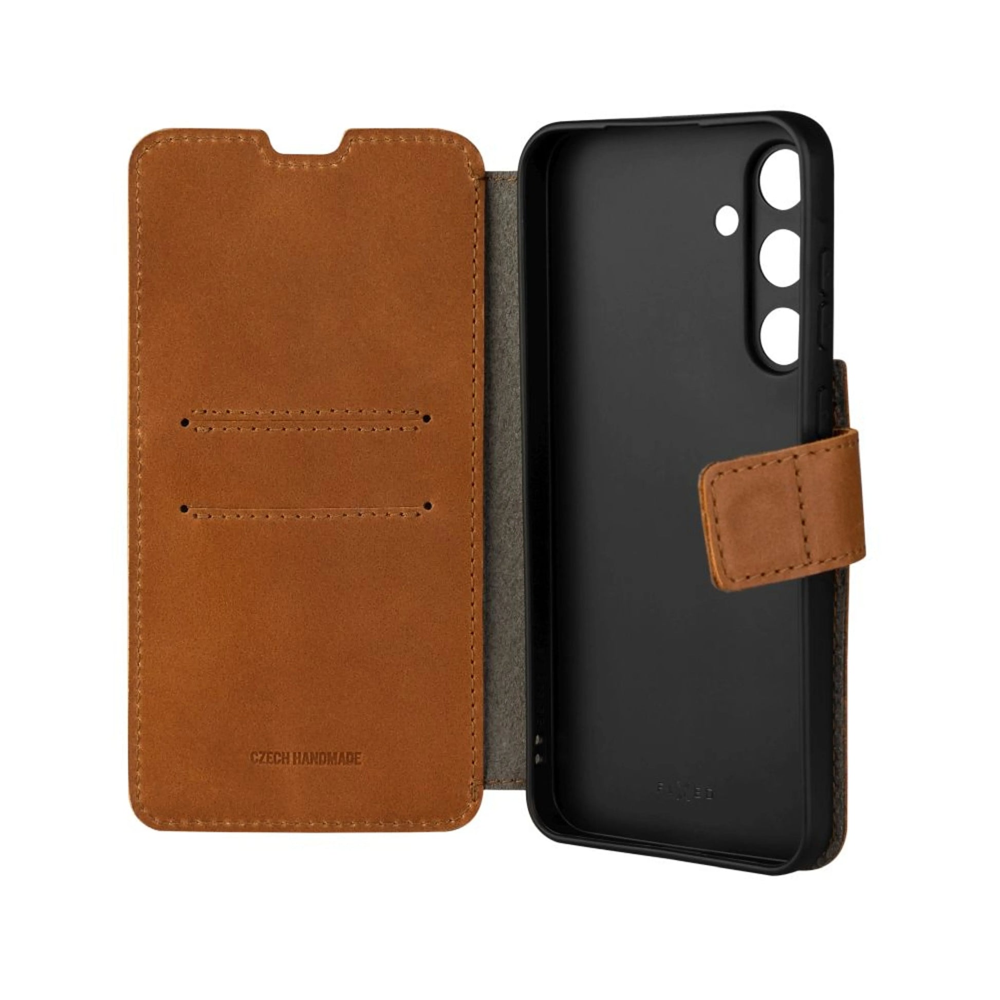 Kožené pouzdro typu kniha FIXED ProFit pro Samsung Galaxy A55 5G, hnědé - FIXED